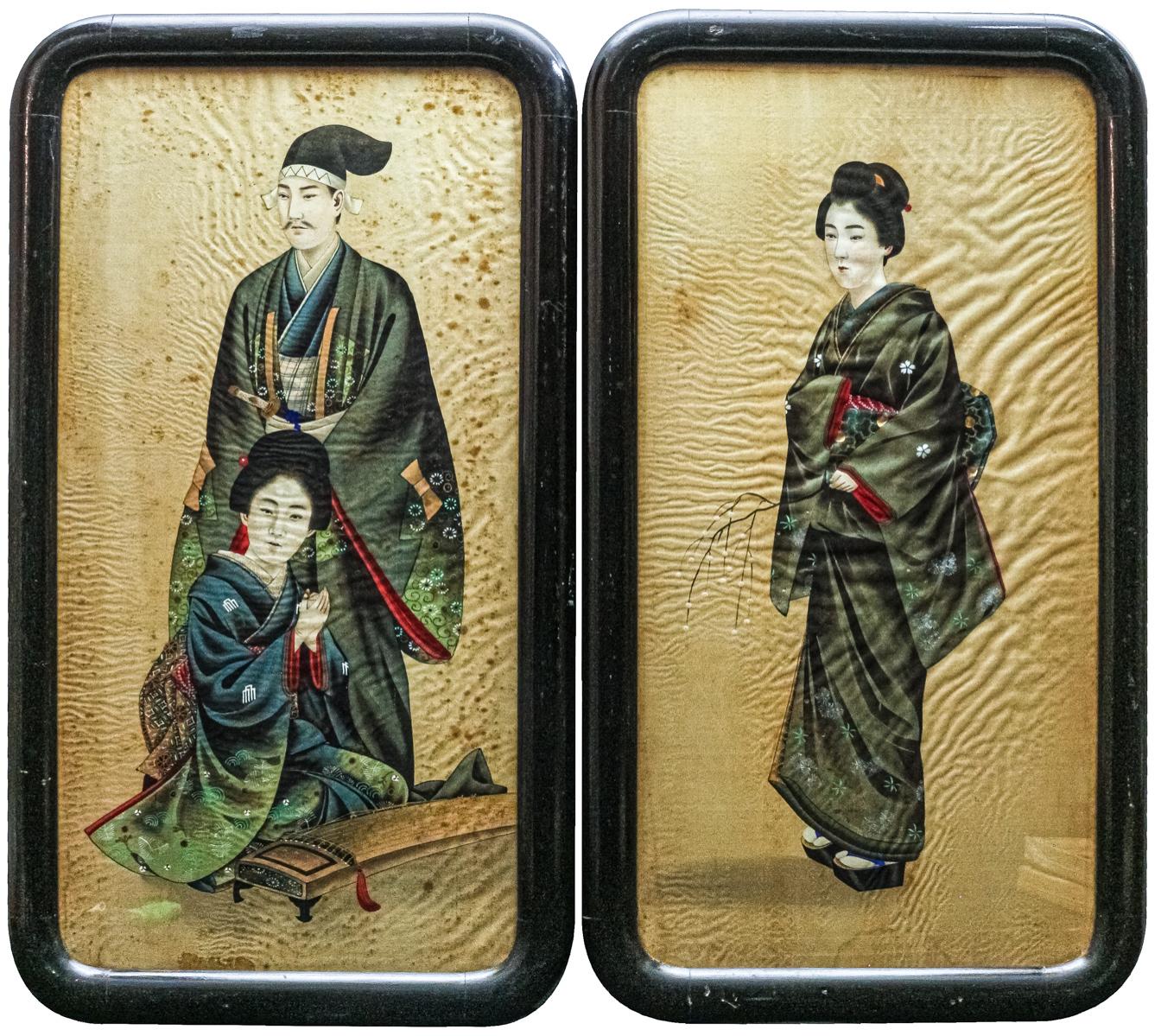 PAREJA DE ESCUELAS JAPONESAS DE FINALES DEL SIGLO XIX