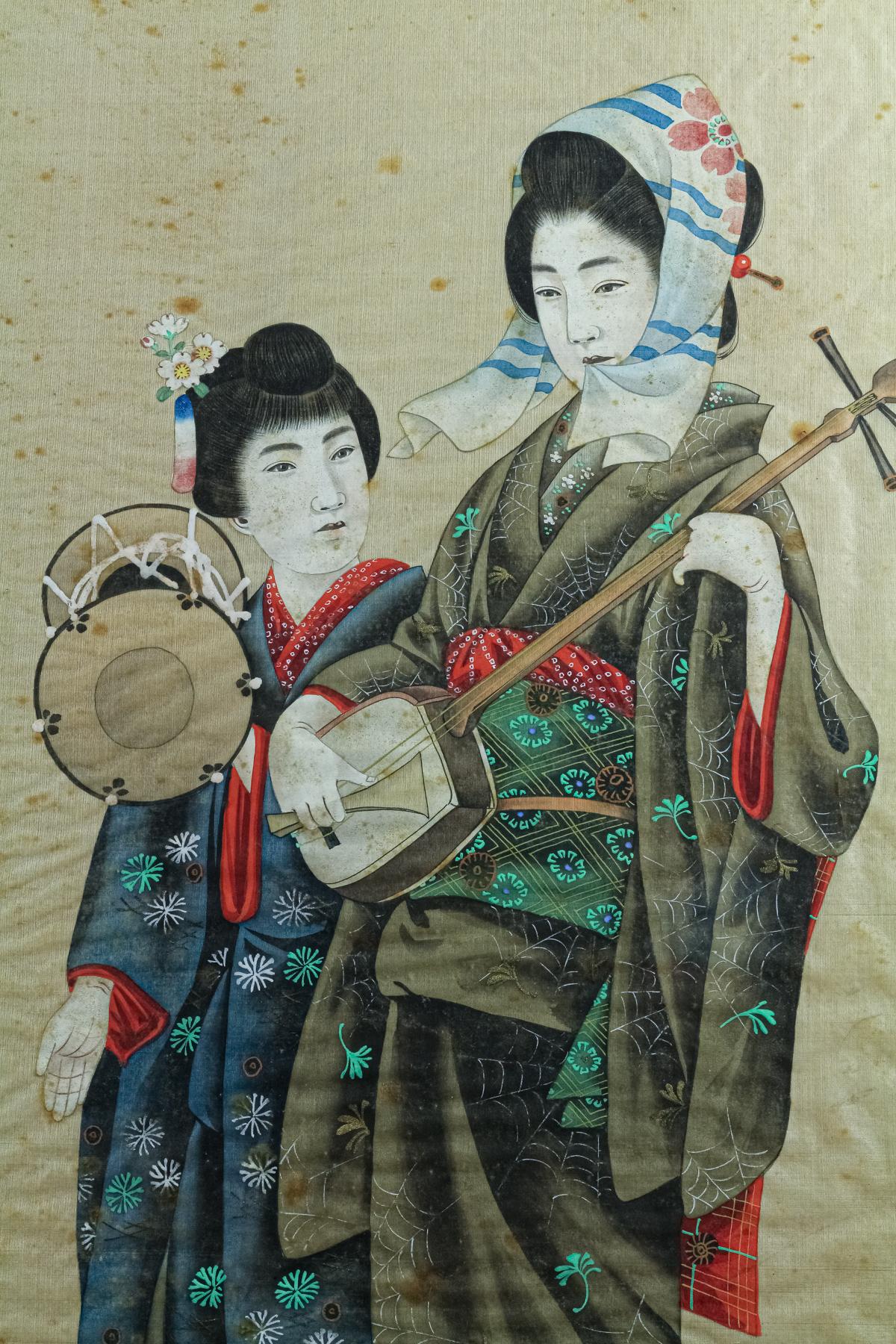 PAREJA DE ESCUELAS JAPONESAS DE FINALES DEL SIGLO XIX