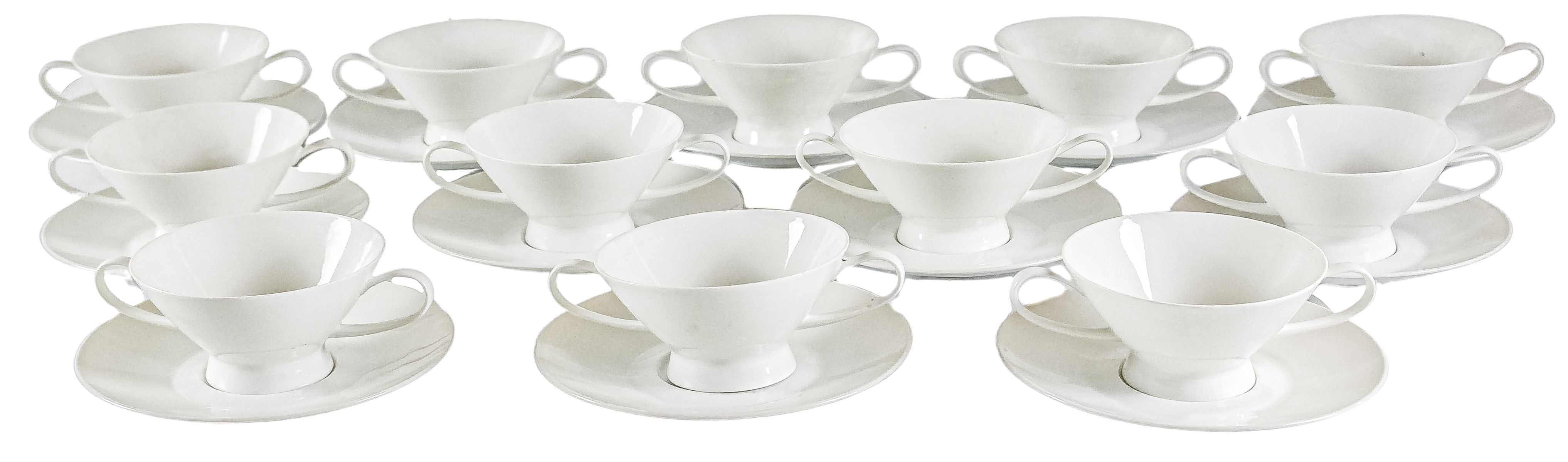 DOCE TAZAS DE CONSOMÉ EN PORCELANA "ROSENTHAL"