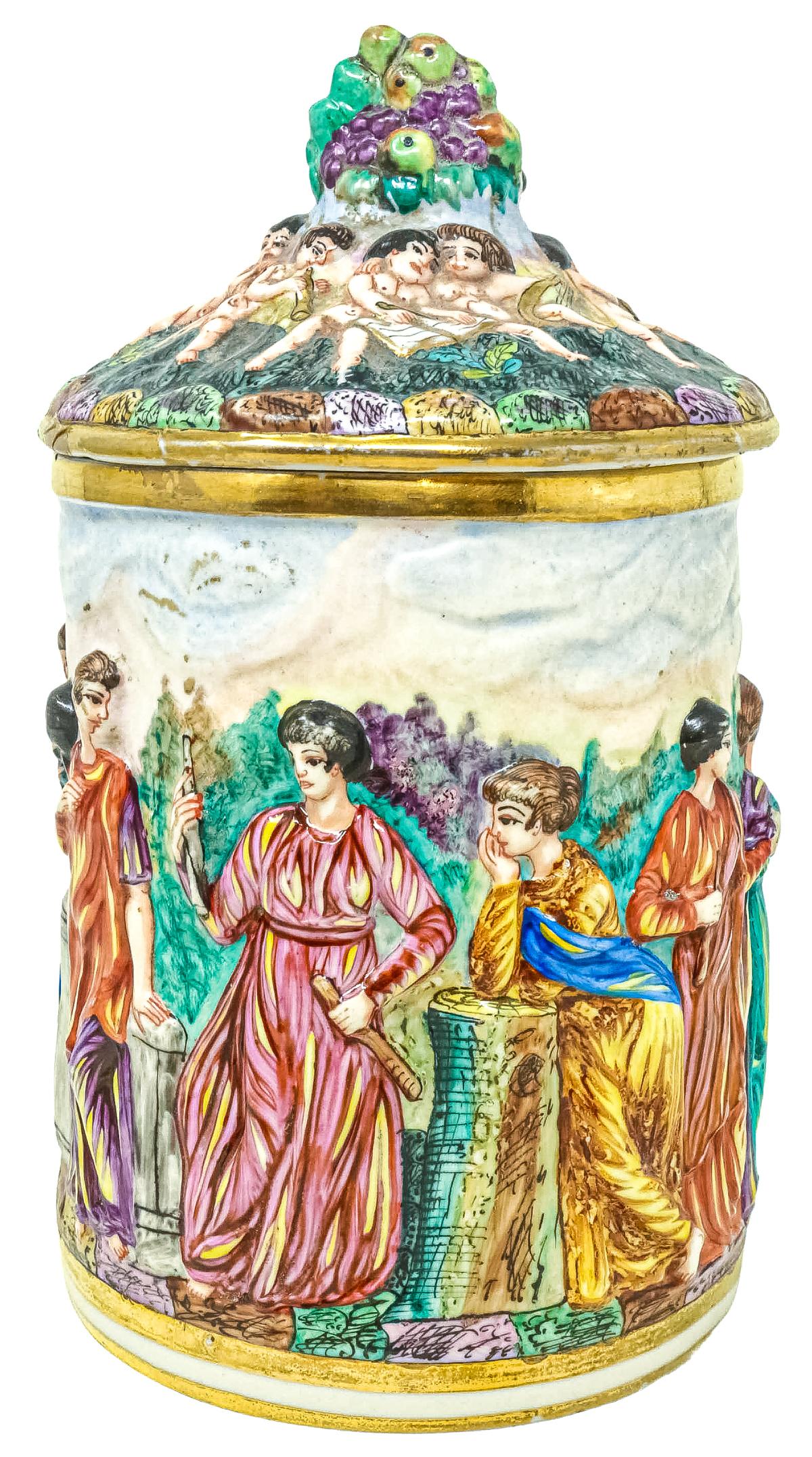 TIBOR EN PORCELANA "CAPODIMONTE" DEL PRIMER TERCIO S.XX