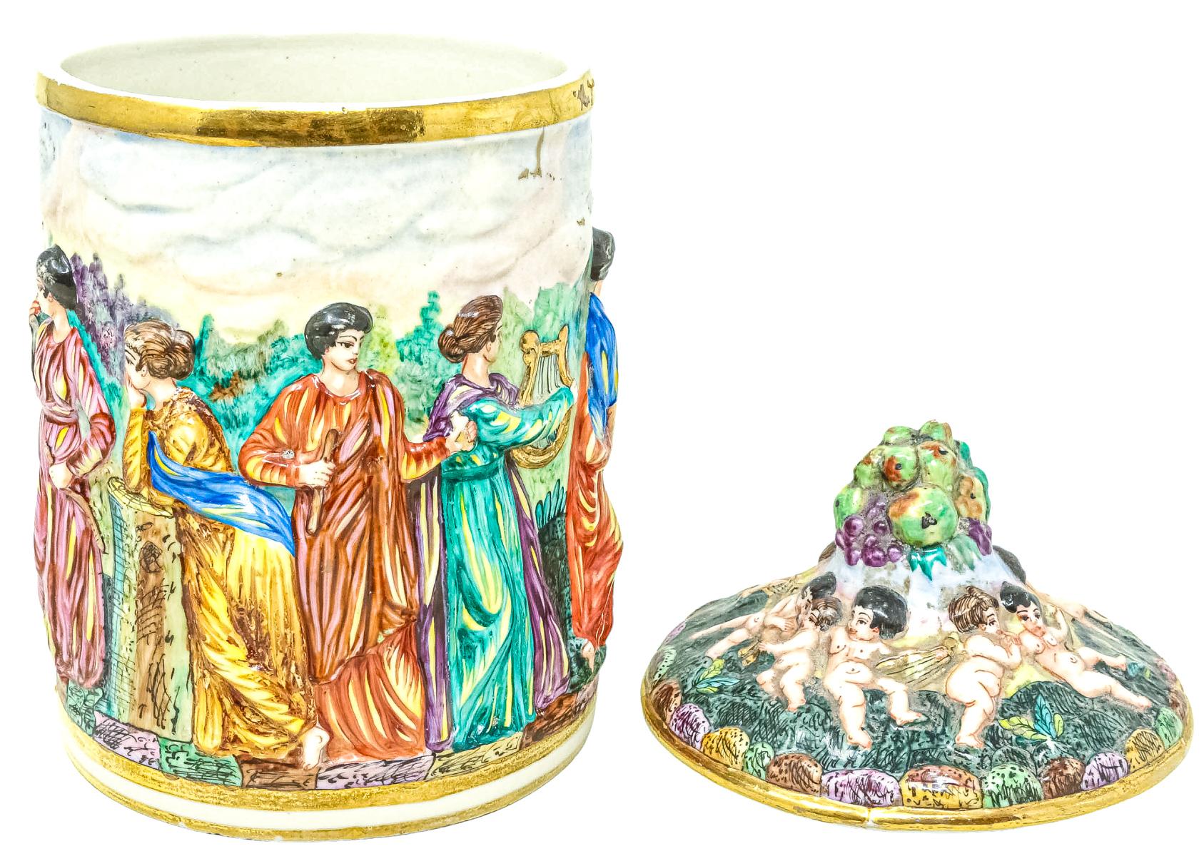 TIBOR EN PORCELANA "CAPODIMONTE" DEL PRIMER TERCIO S.XX