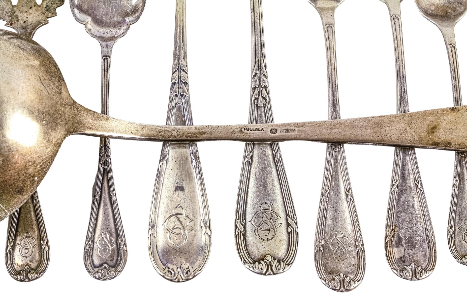CONJUNTO DE CUBIERTOS EN PLATA DEL PRIMER TERCIO S.XX