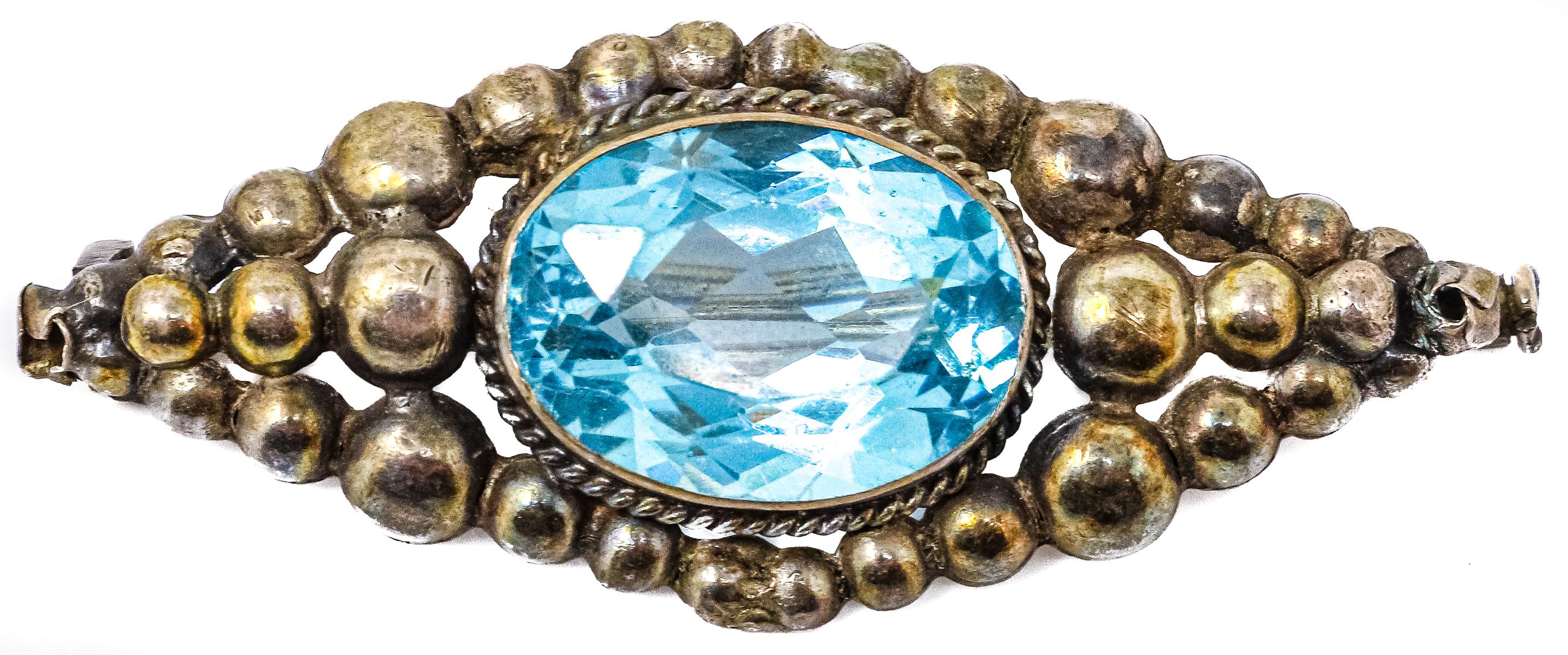 BROCHE CUARZO AZUL DE PPS. DEL S.XX