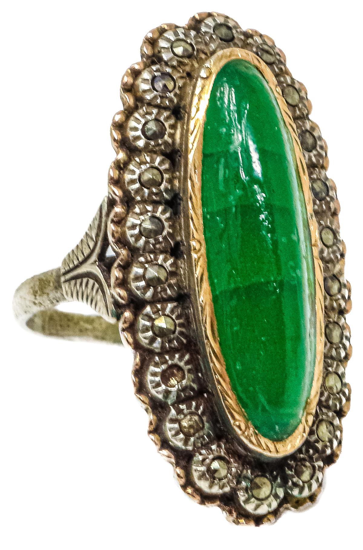 ANILLO LANZADERA CON ÁGATA VERDE