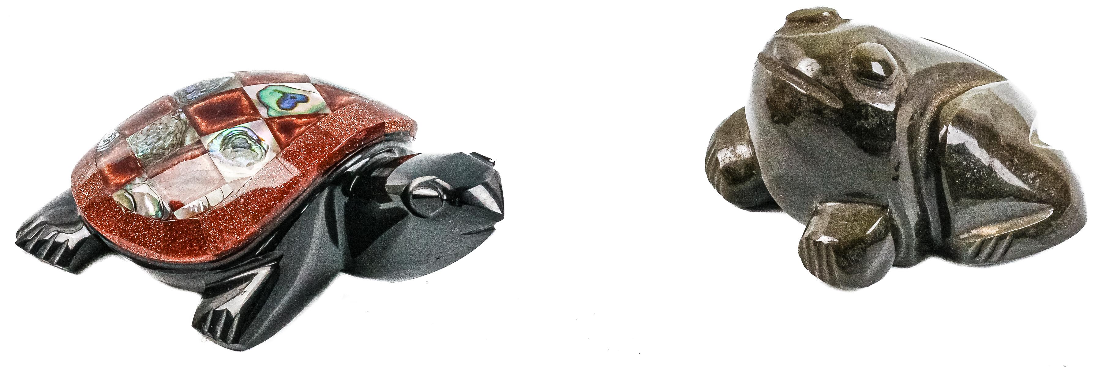 DOS FIGURAS DECORATIVAS REALIZADAS EN PIEDRAS DURAS