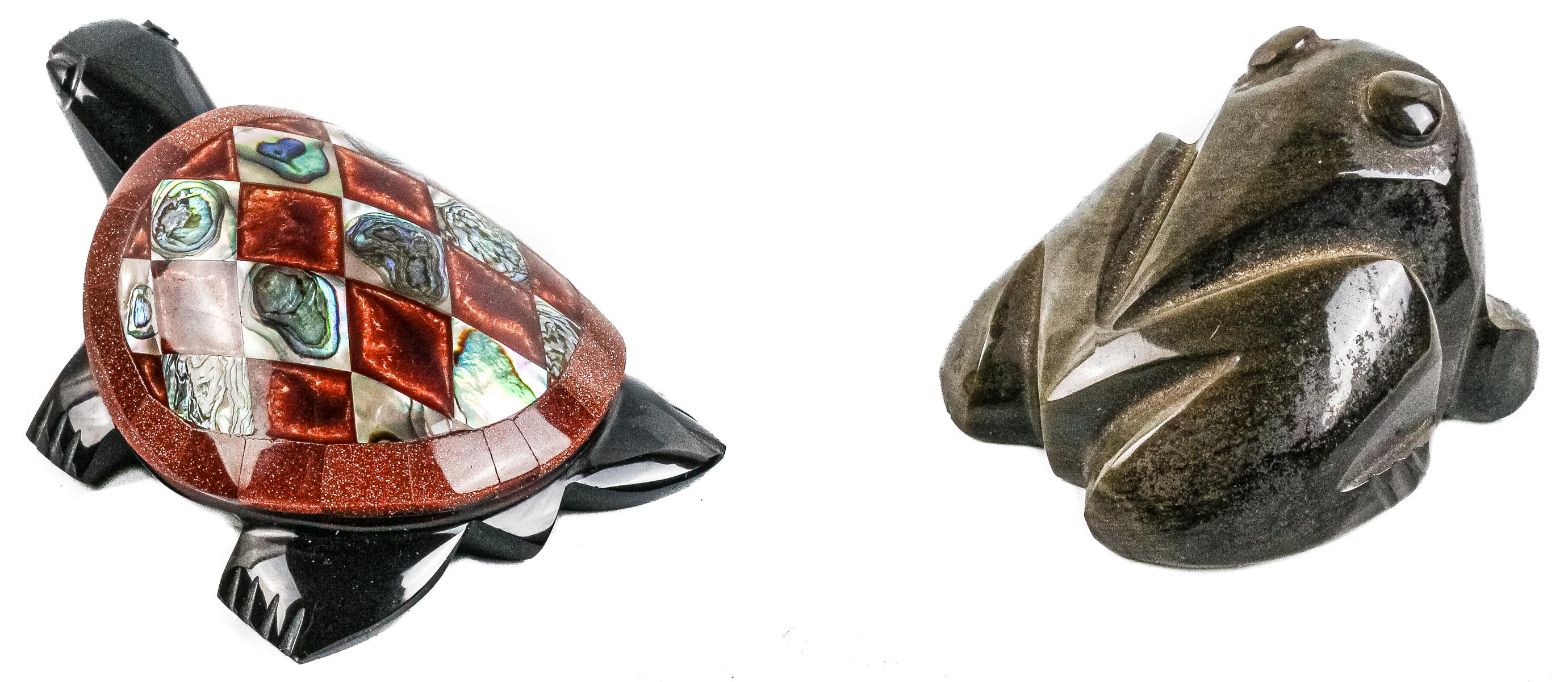 DOS FIGURAS DECORATIVAS REALIZADAS EN PIEDRAS DURAS