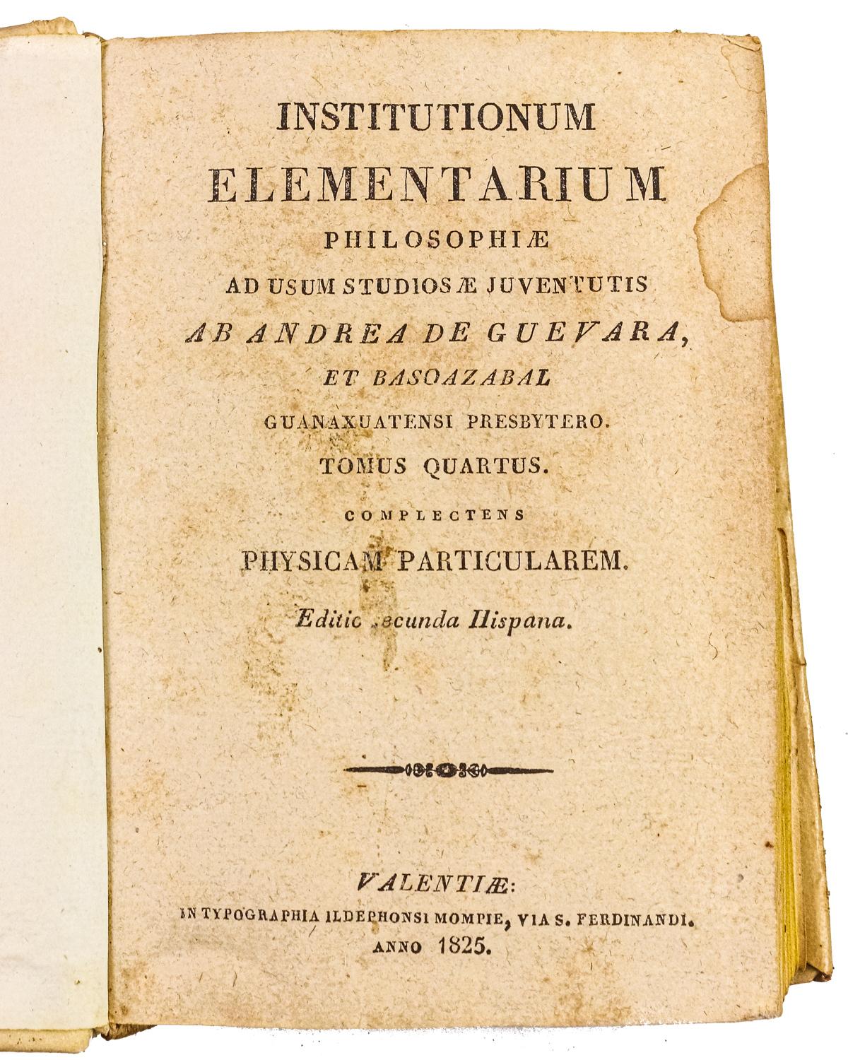 "INSTITUTIONUM ELEMENTARIUM PHILOSOPHIAE"