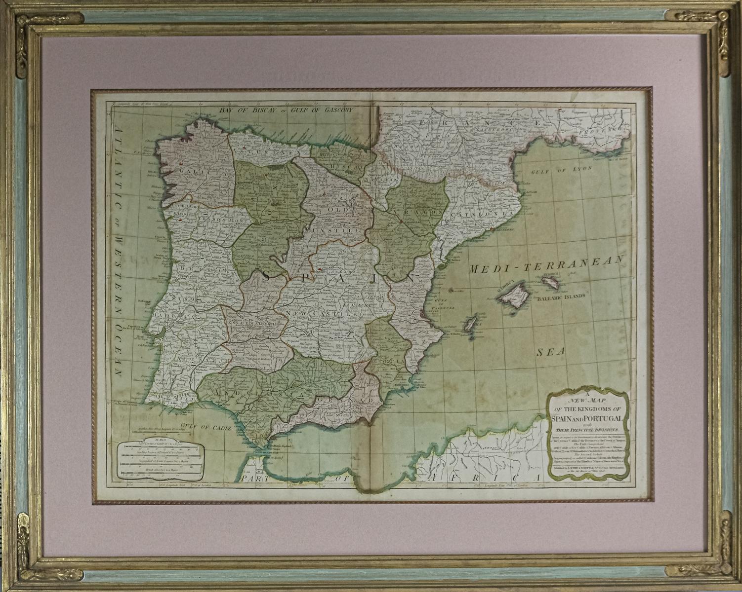 MAPA DE ESPAÑA Y PORTUGAL DEL S.XIX