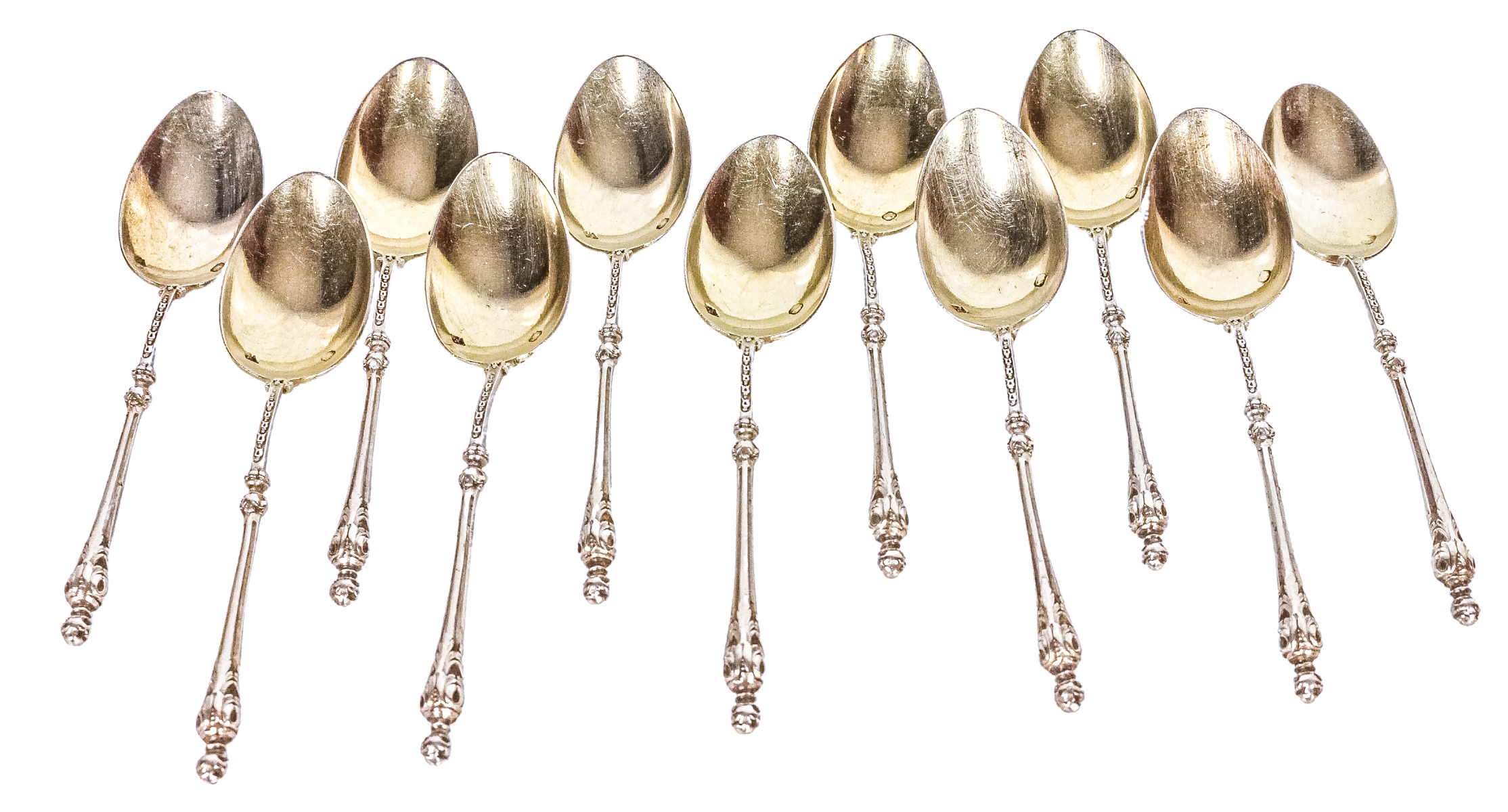 ONCE CUCHARITAS DE PLATA FRANCESA CIRCA 1900