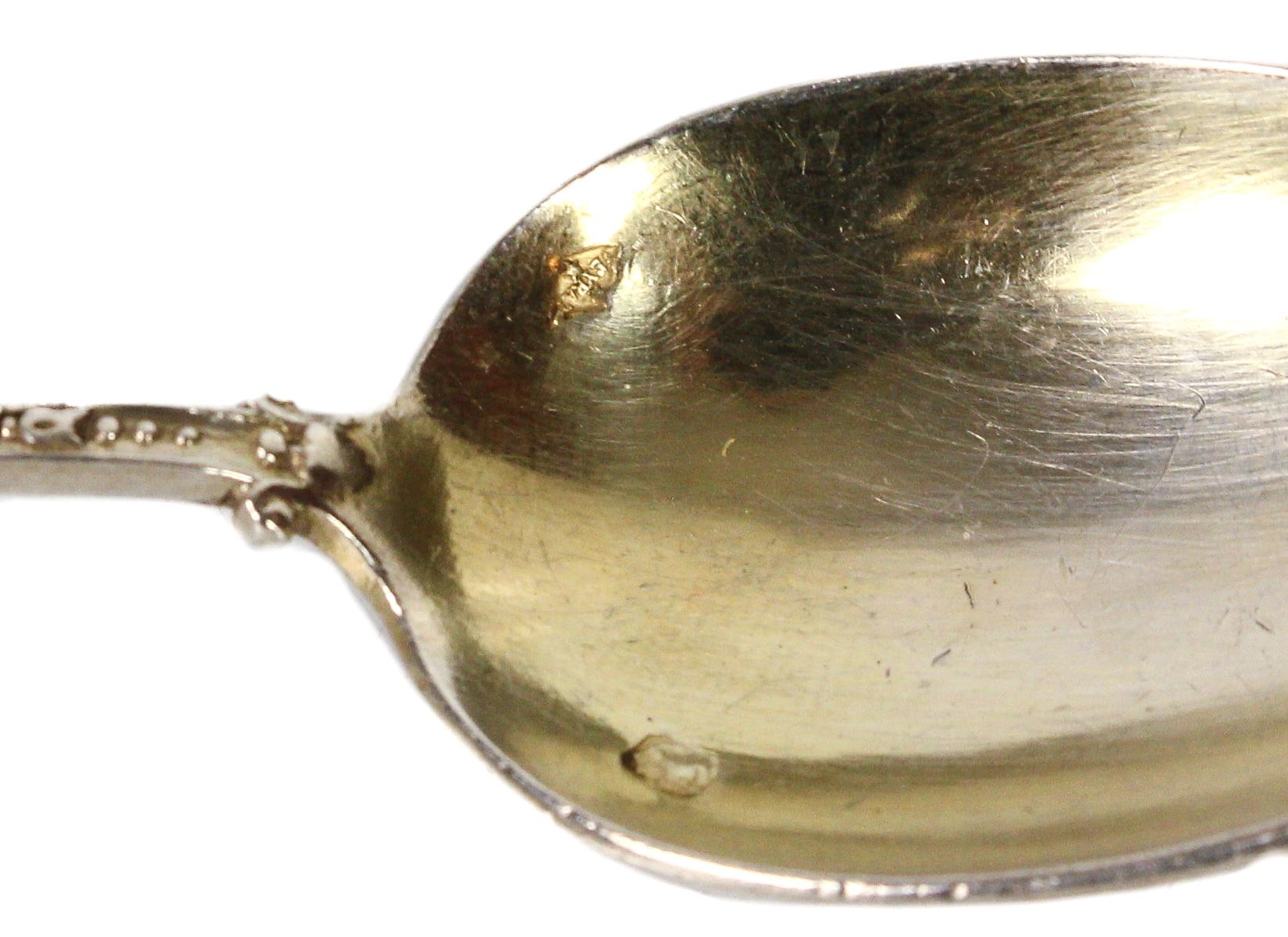ONCE CUCHARITAS DE PLATA FRANCESA CIRCA 1900