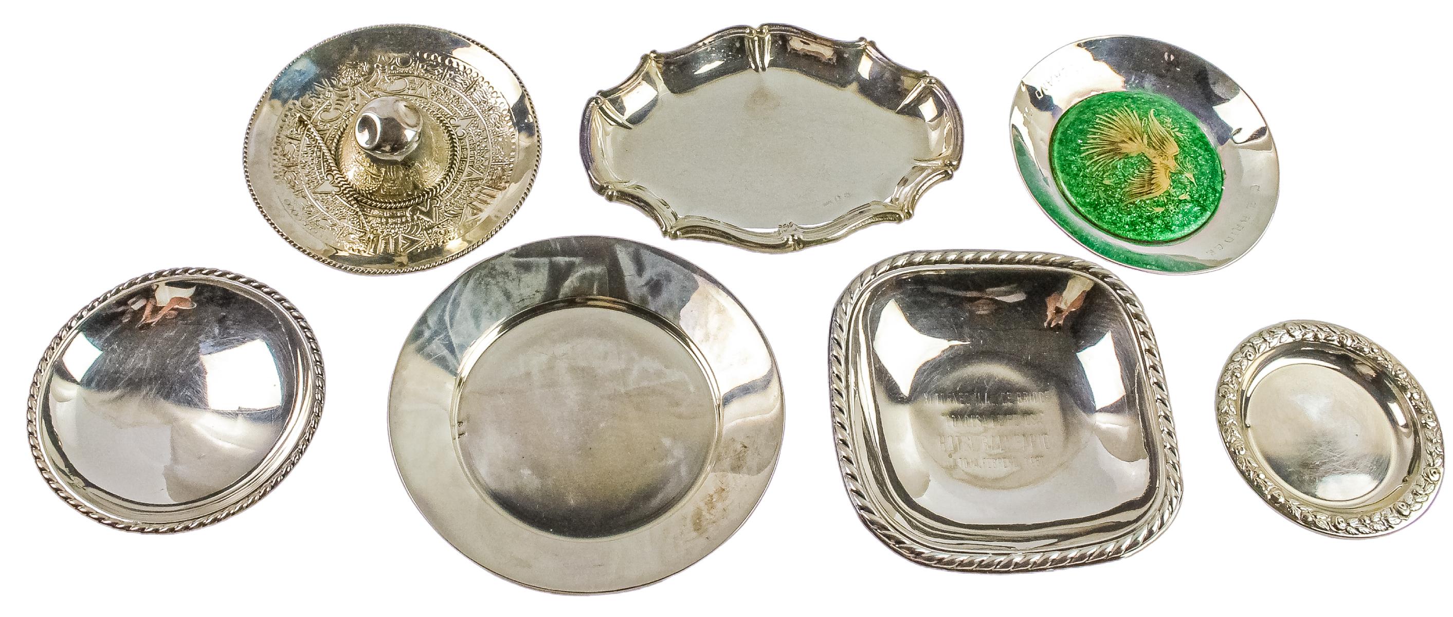 LOTE DE  SIETE PLATITOS DE PLATA