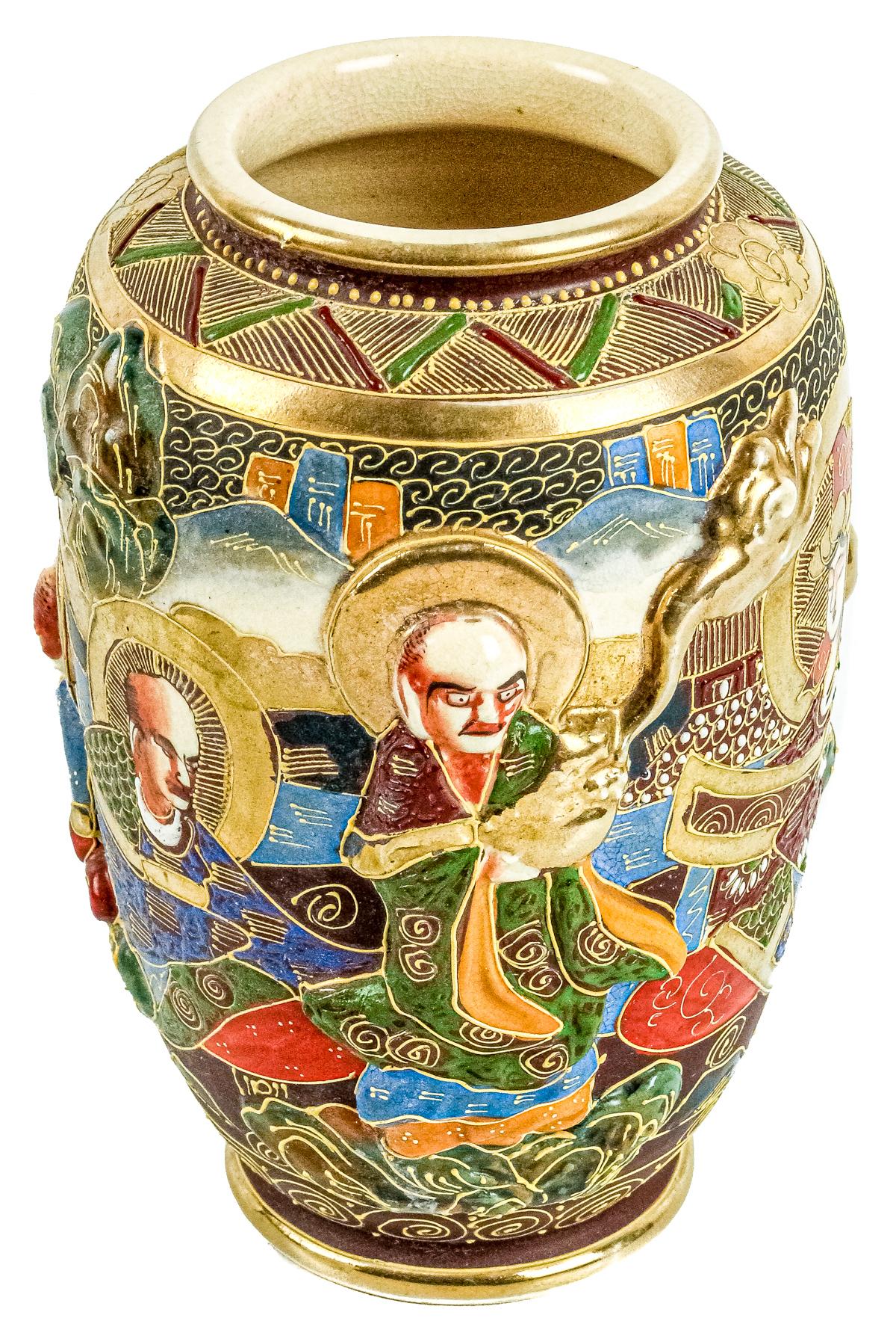 JARRÓN DE PORCELANA SATSUMA DEL PRIMER TERCIO DEL S.XX