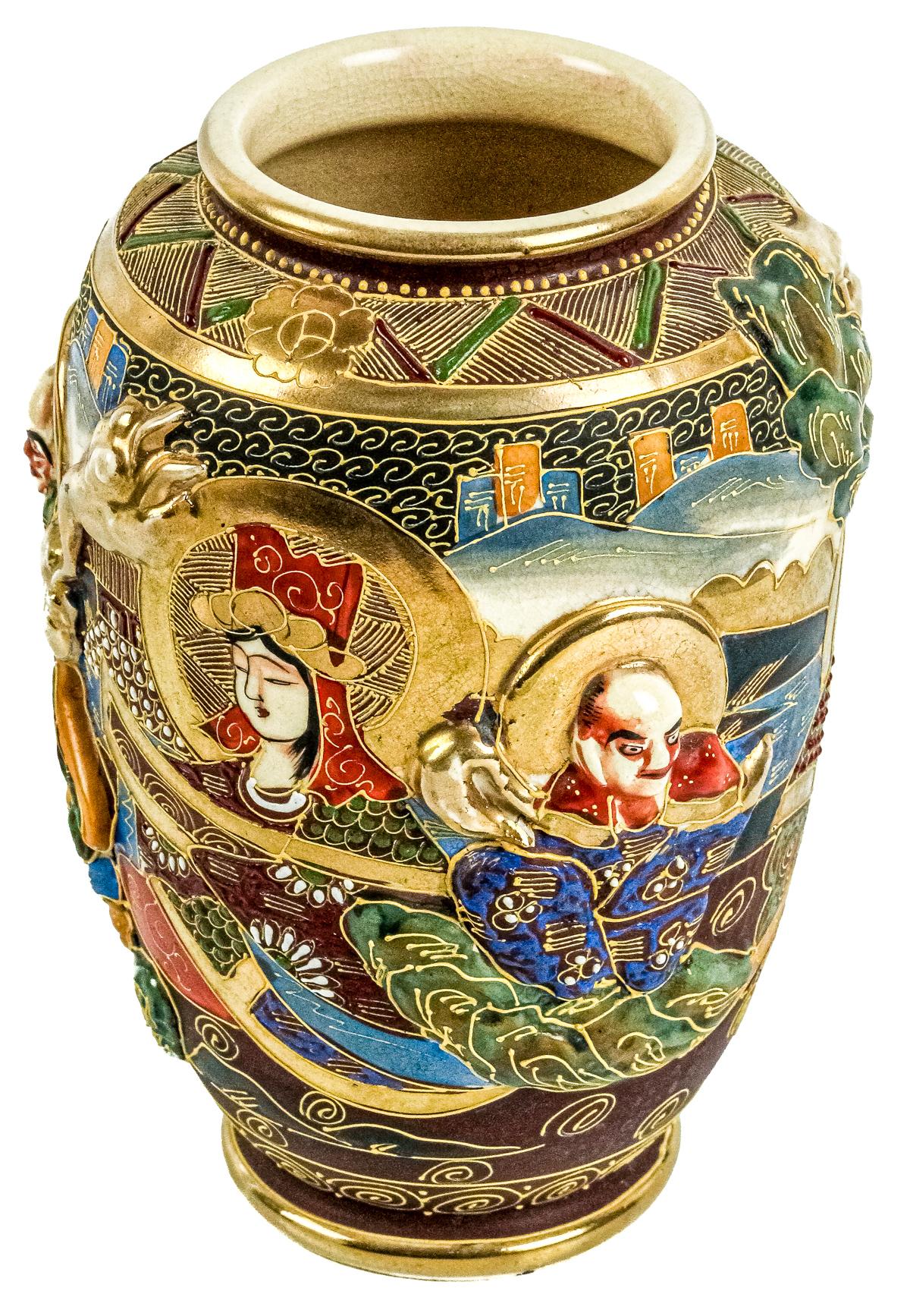 JARRÓN DE PORCELANA SATSUMA DEL PRIMER TERCIO DEL S.XX