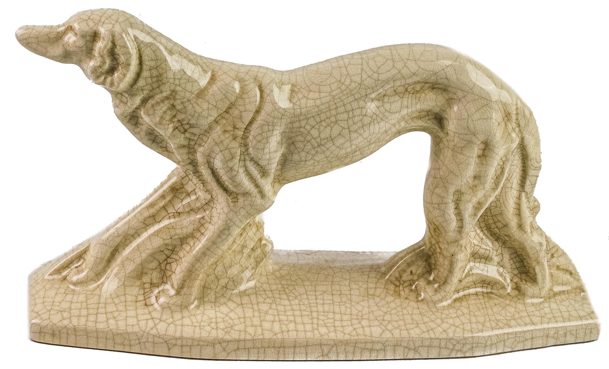 FIGURA DE PERRO EN LOZA ESMALTADA DE MEDIADOS DEL S.XX