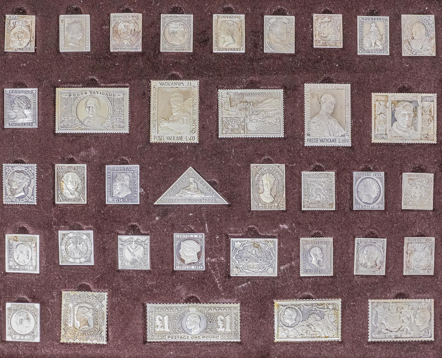COLECCIÓN DE 36 PIEZAS DE SELLOS DE PLATA