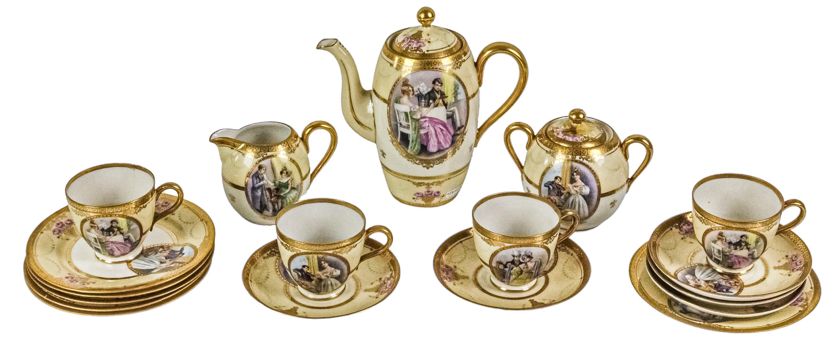 JUEGO DE CAFÉ DE PORCELANA VIENESA