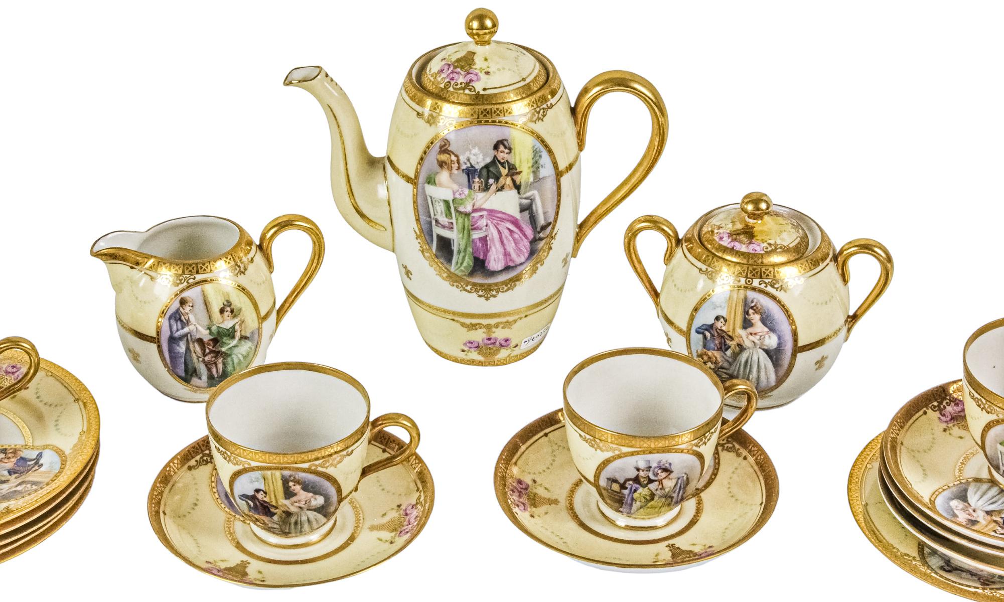 JUEGO DE CAFÉ DE PORCELANA VIENESA