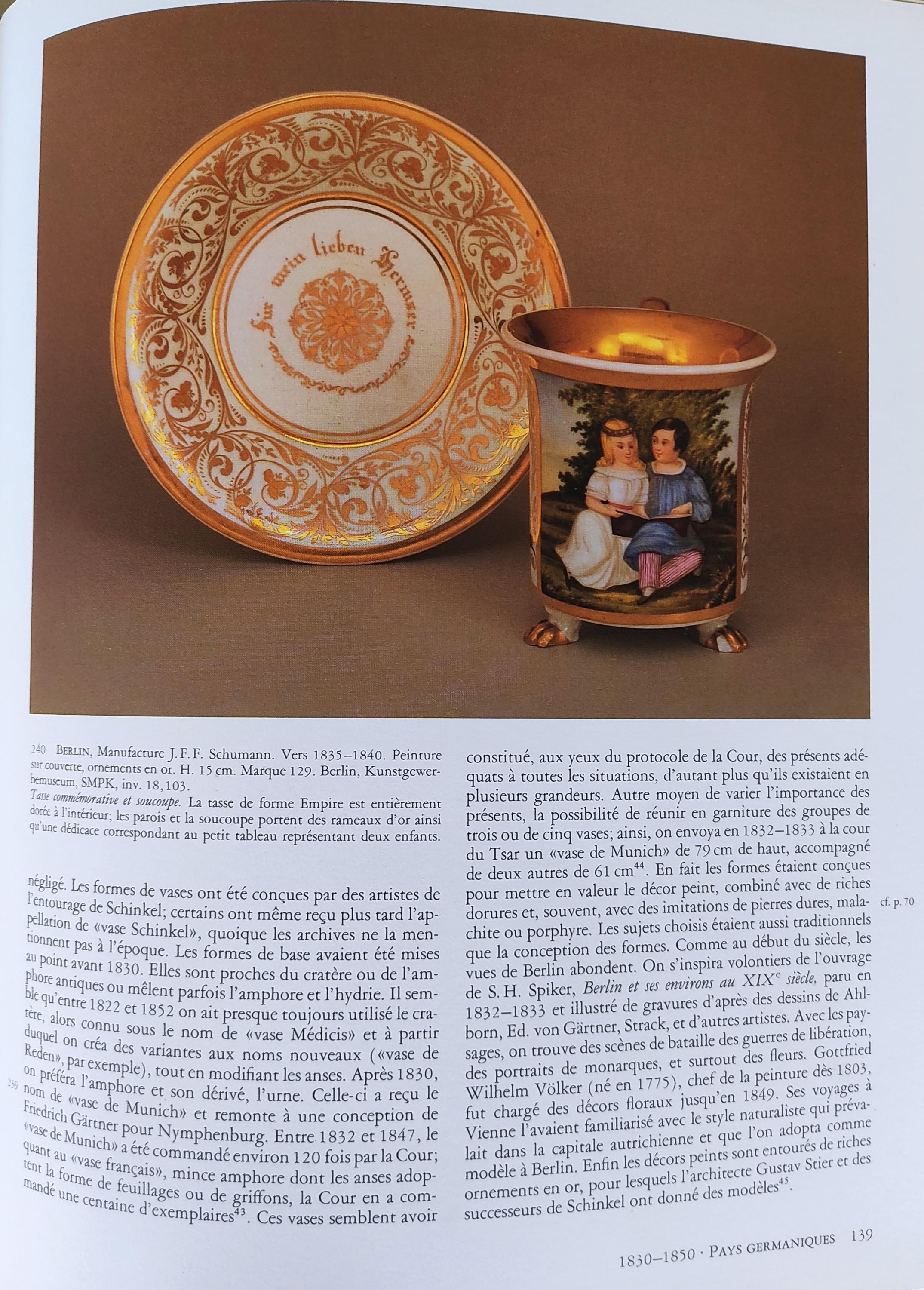 LA PORCELAINE EUROPÉENNE AU XIXe SIÈCLE.  