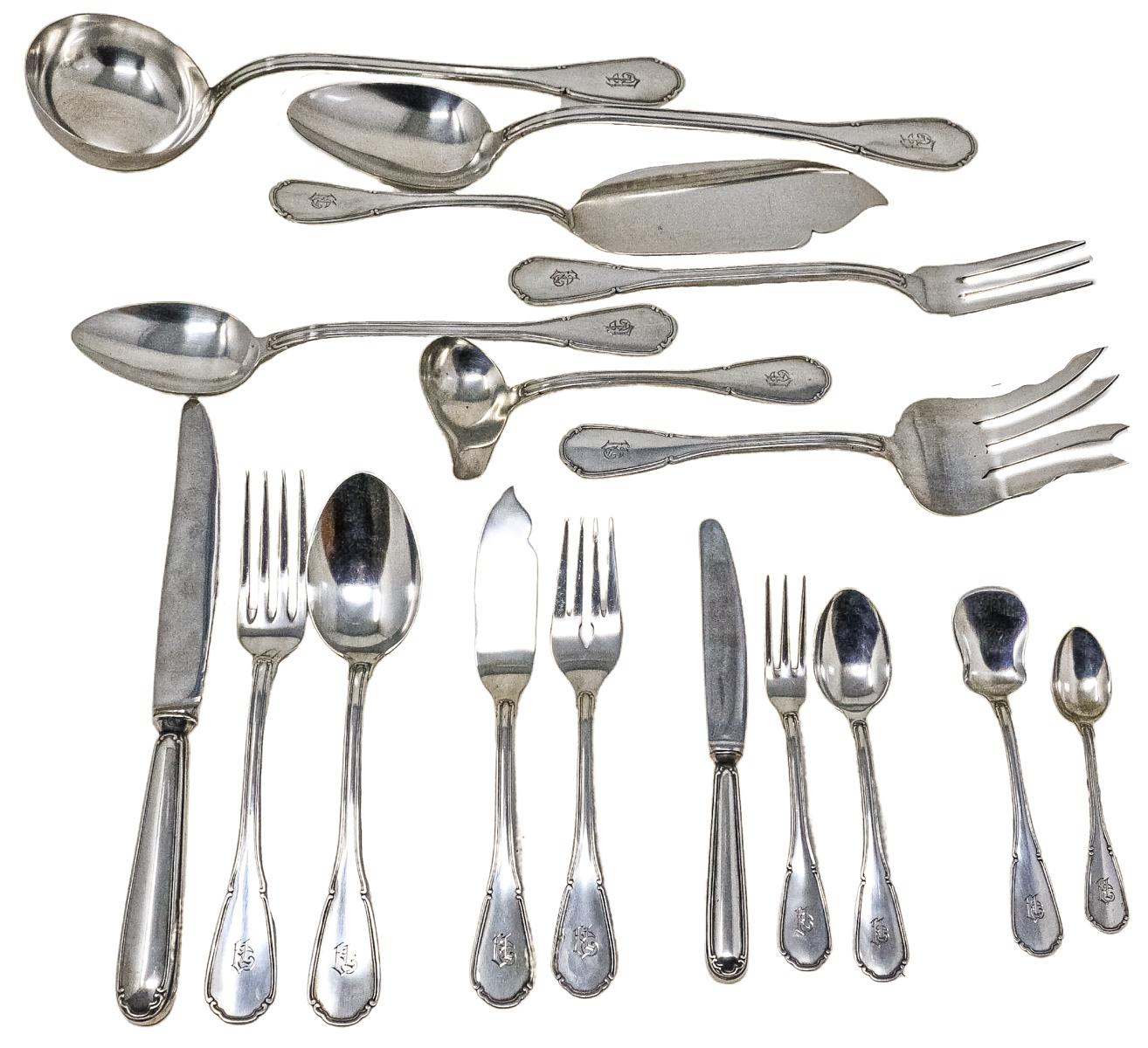 CUBERTERÍA PARA 12 SERVICIOS EN PLATA 