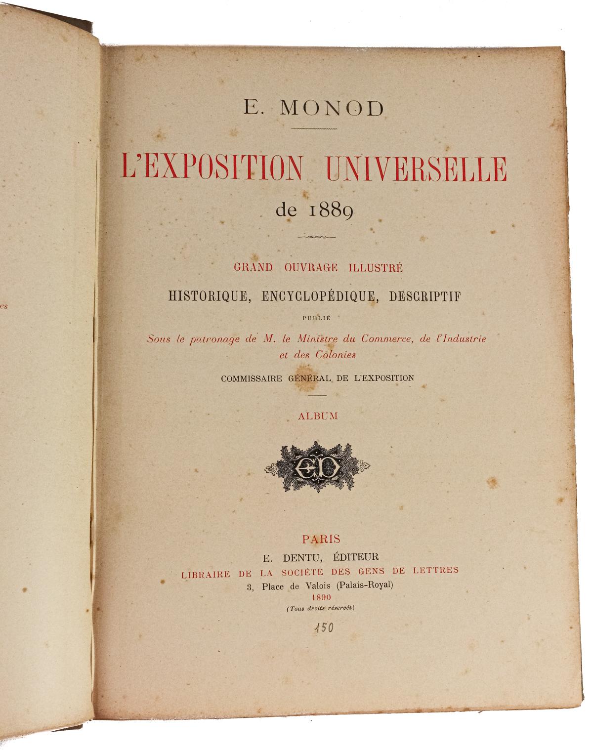 "EXPOSITION UNIVERSELLE DE 1889"