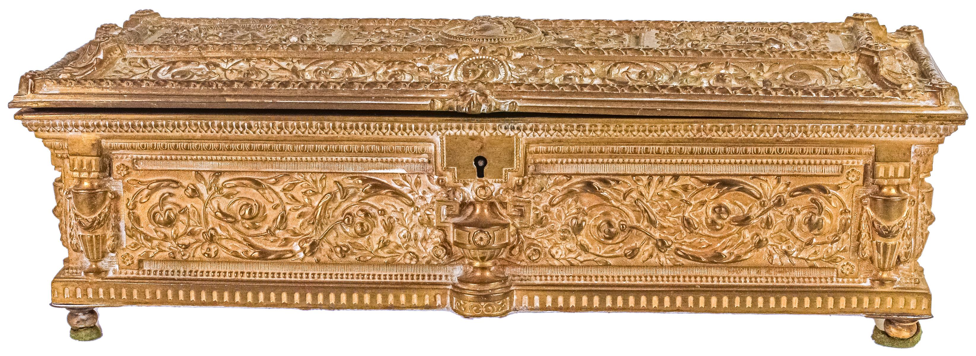 CAJA JOYERO DE BRONCE DEL PRIMER TERCIO DE SIGLO XX