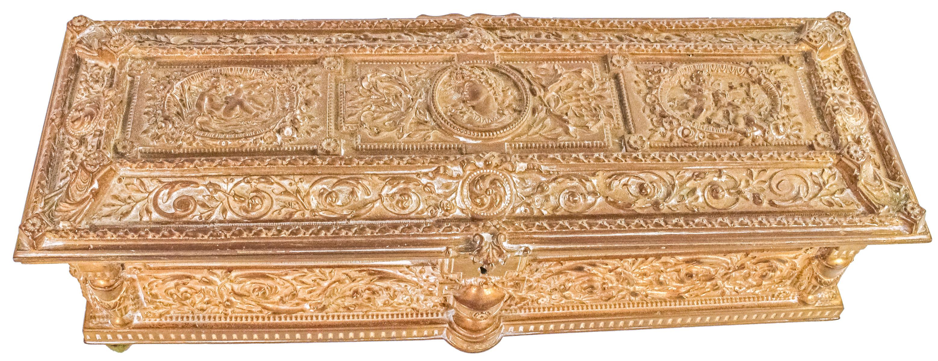 CAJA JOYERO DE BRONCE DEL PRIMER TERCIO DE SIGLO XX