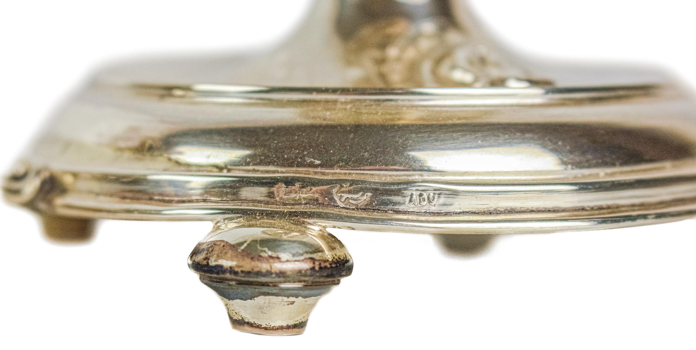 CANDELERO DE PLATA DE MEDIADOS DE S. XX
