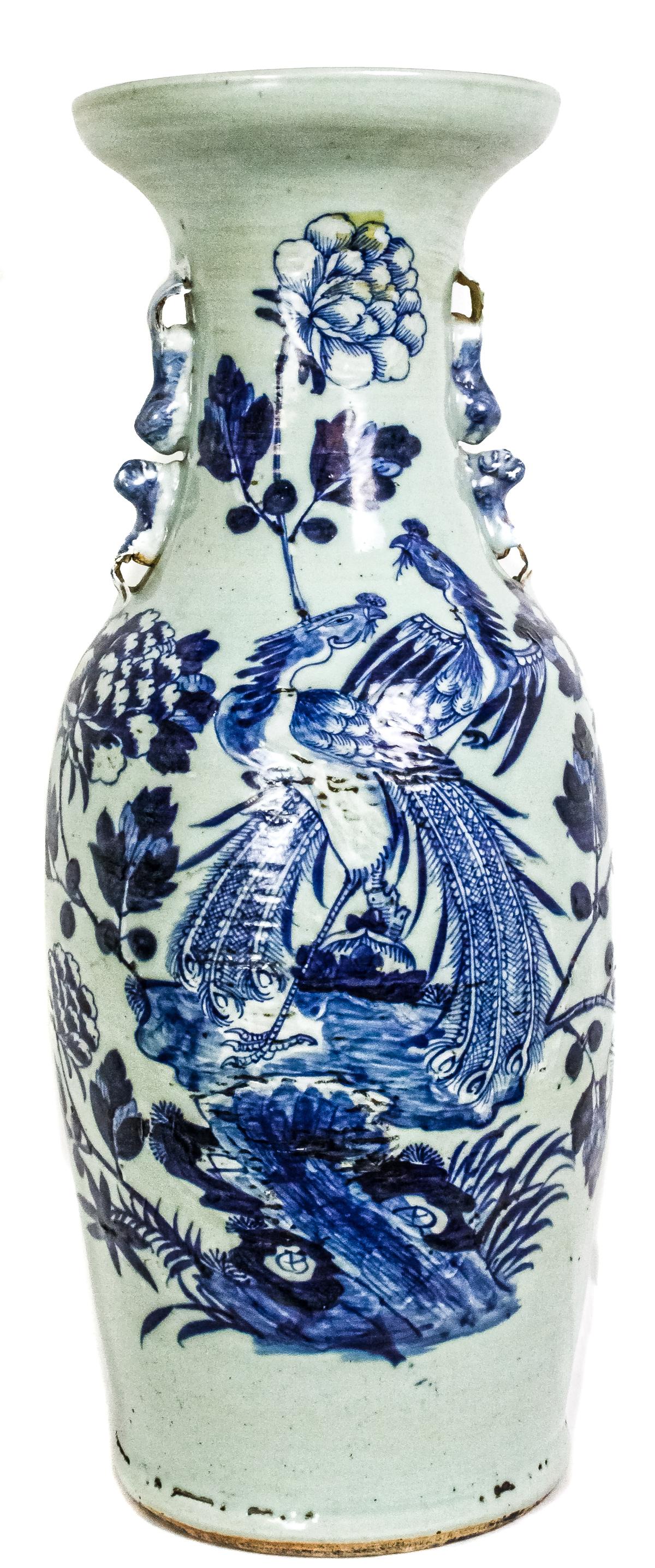 JARRÓN DE PORCELANA CHINA DE FLES. S.XIX