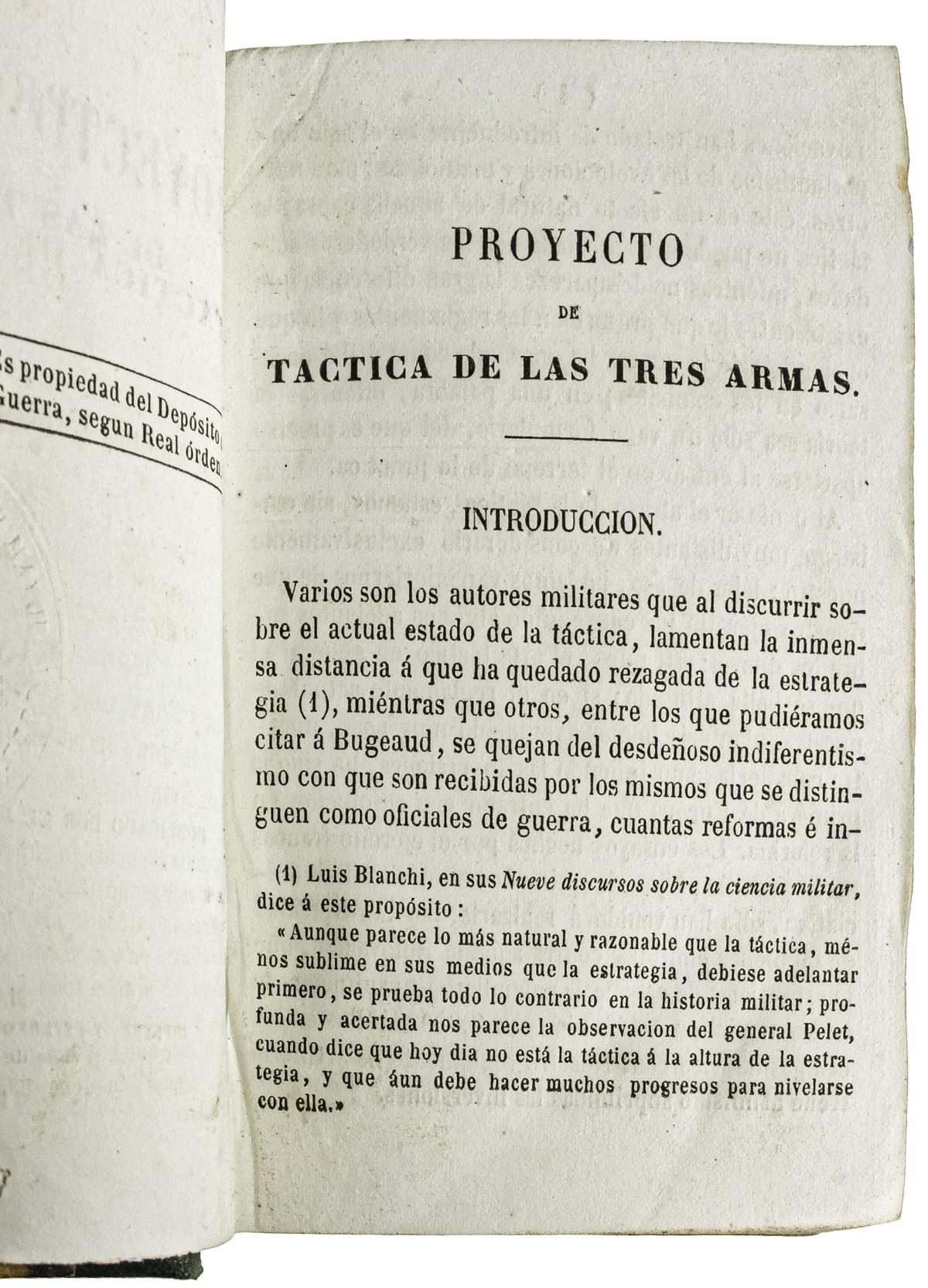 "EXTRACTO DEL PROYECTO DE TÁCTICA DE LAS TRES ARMAS"