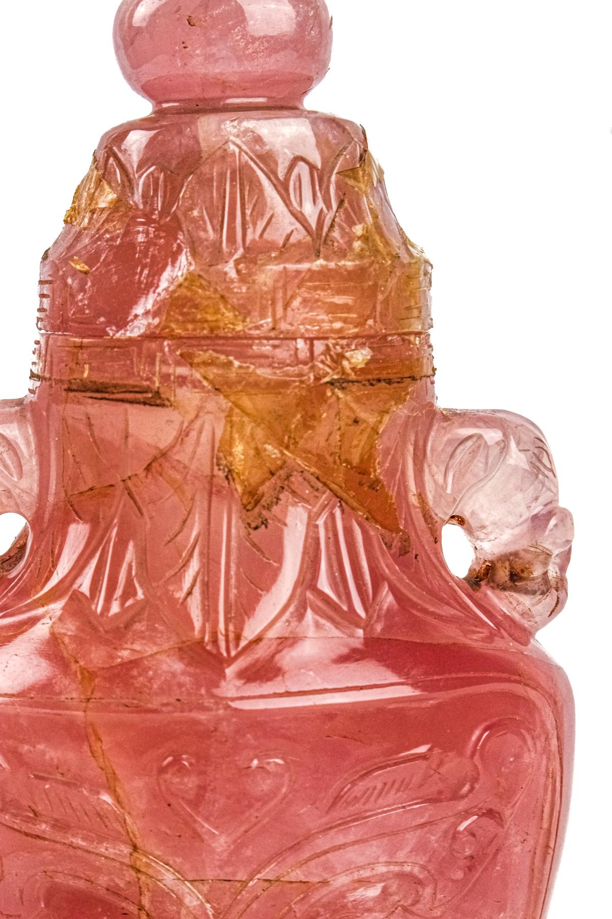 POTICHE DE CUARZO ROSA DE MEDIADOS DEL S.XX