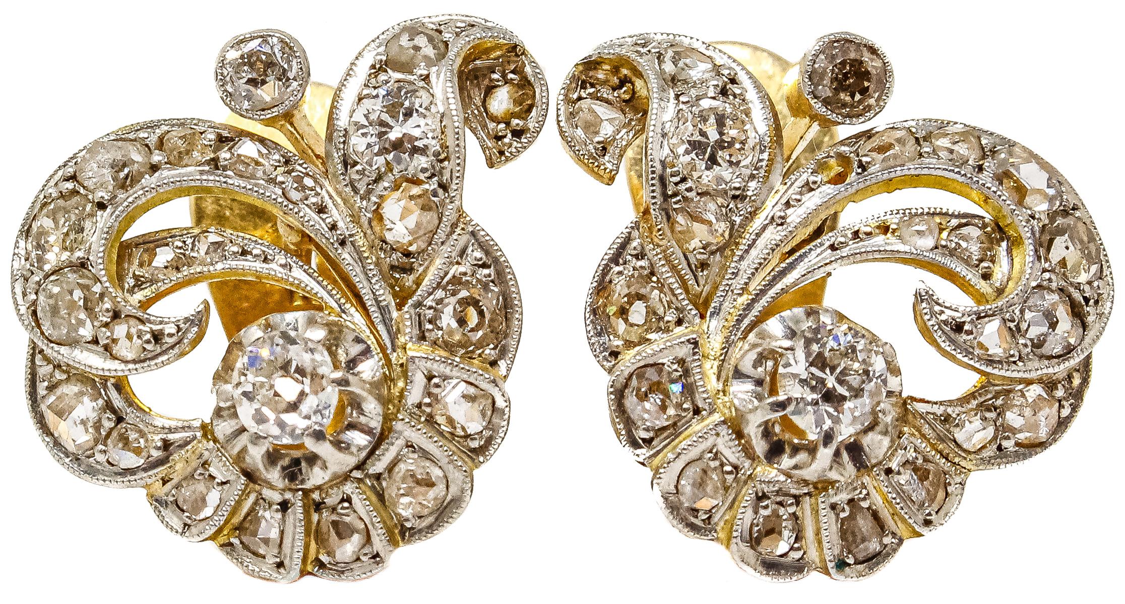PENDIENTES CON DIAMANTES DE PPS. DEL S.XX