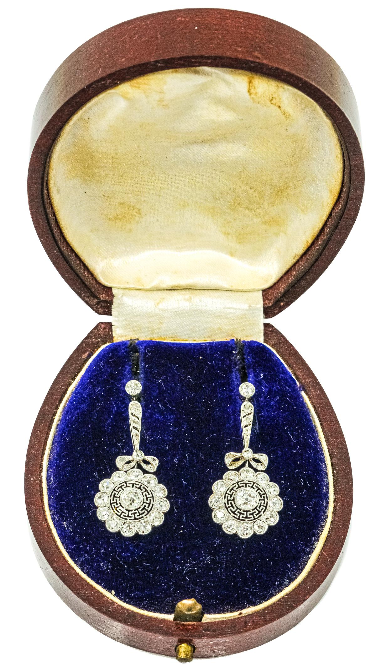 PENDIENTES CON DIAMANTES DE PPS. DEL S.XX