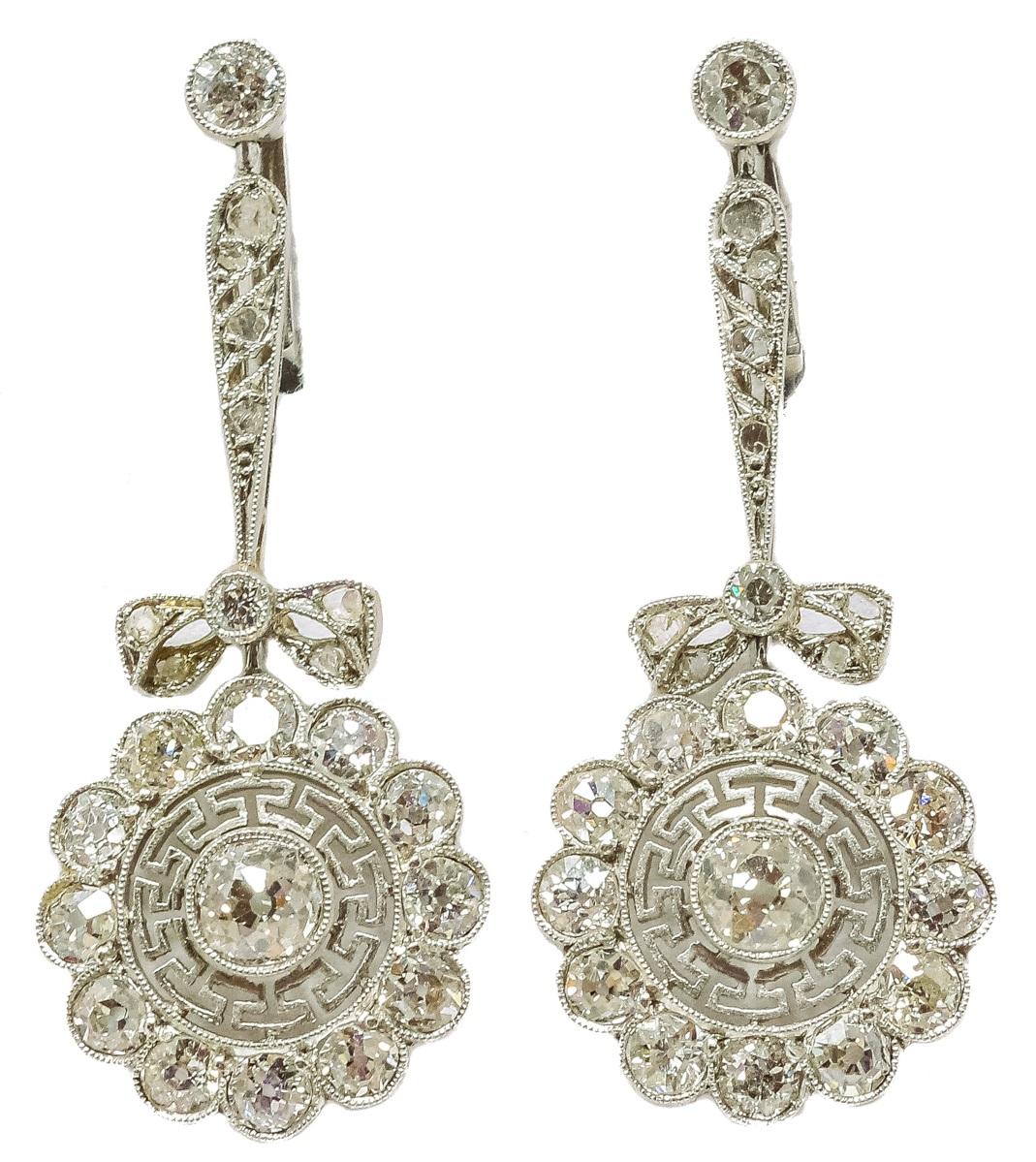 PENDIENTES CON DIAMANTES DE PPS. DEL S.XX
