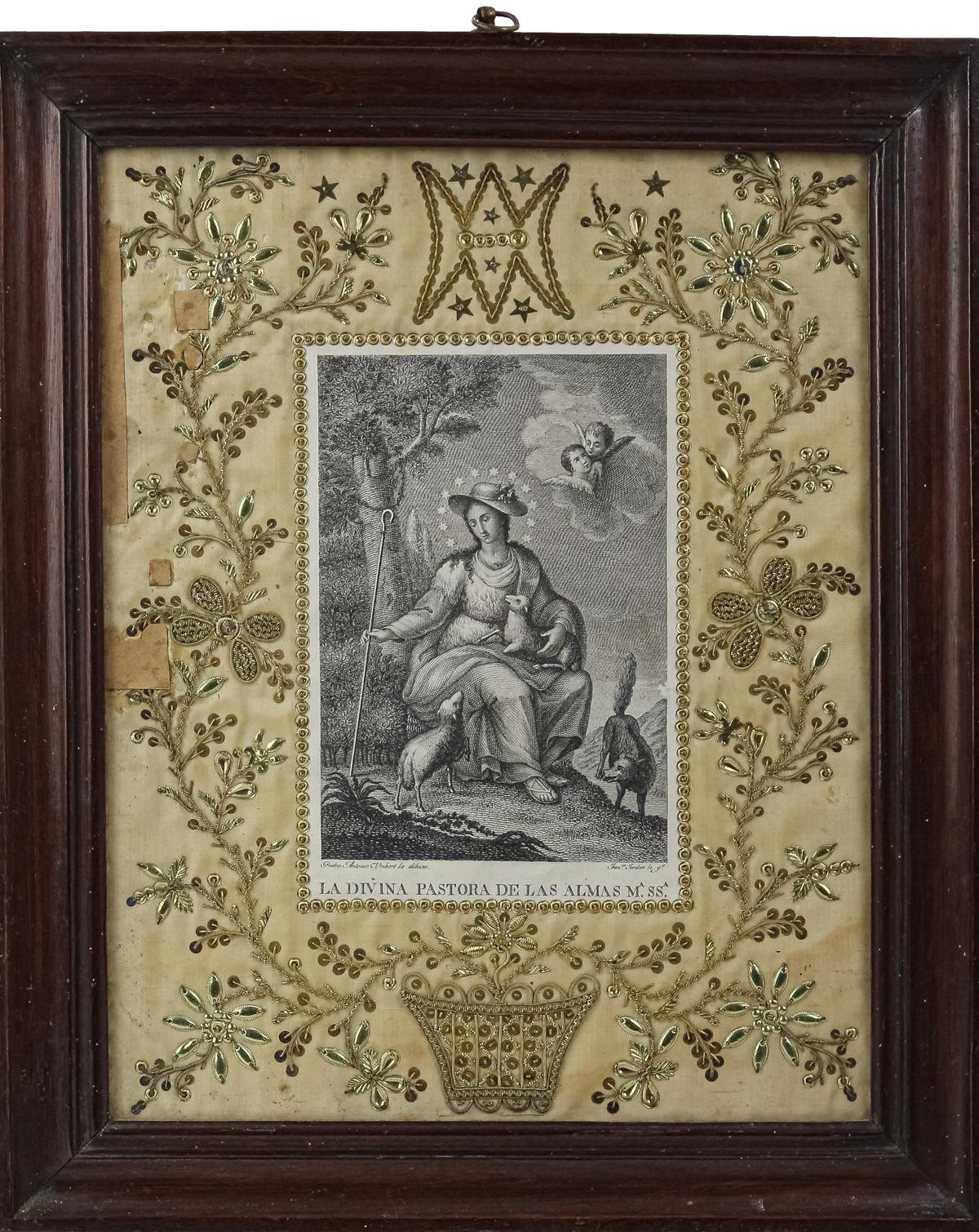 PEQUEÑO BORDADO ENMARCADO CIRCA 1800