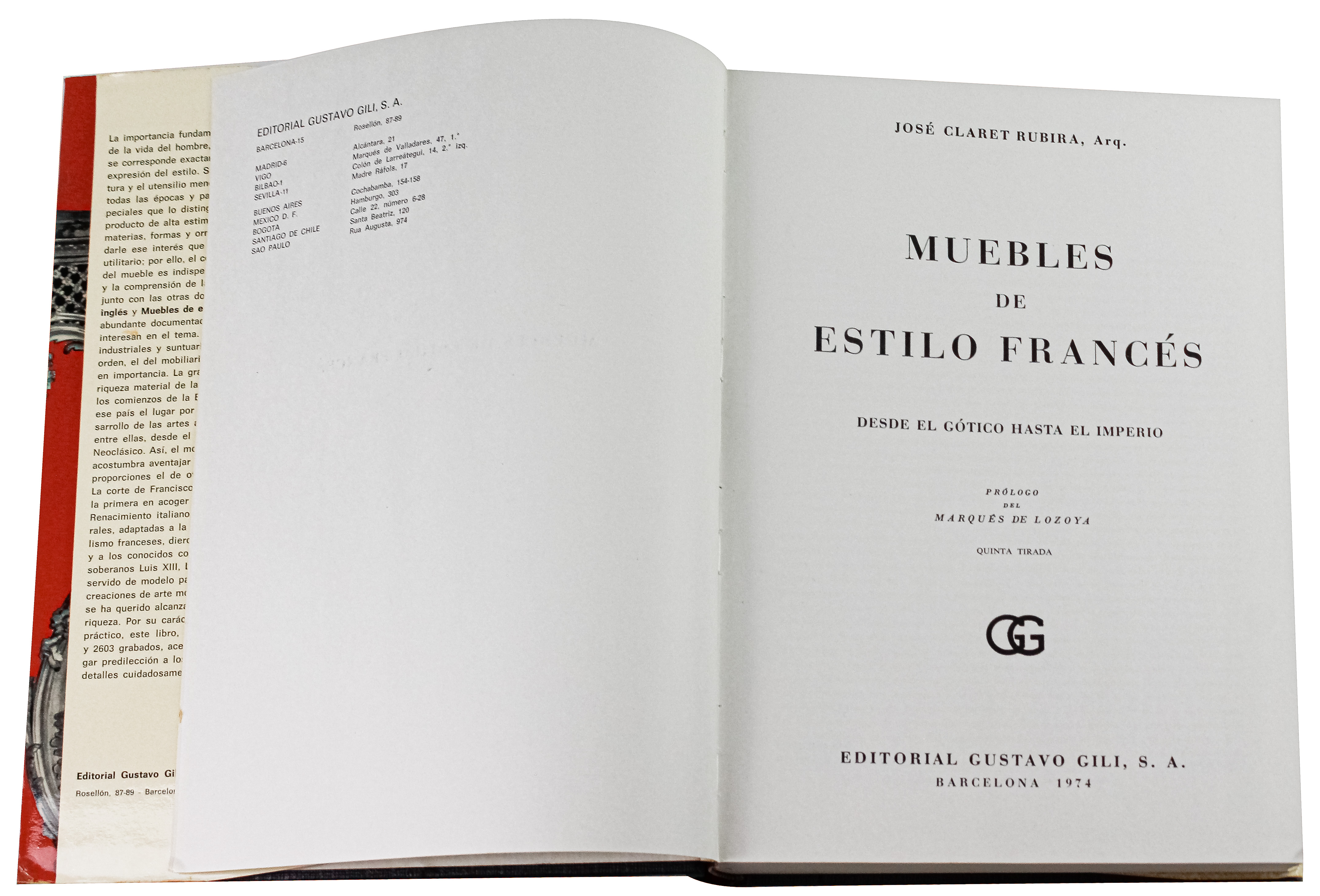 TRES LIBROS DE MUEBLES DE ESTILO ESPAÑOL, FRANCÉS E INGLÉS"