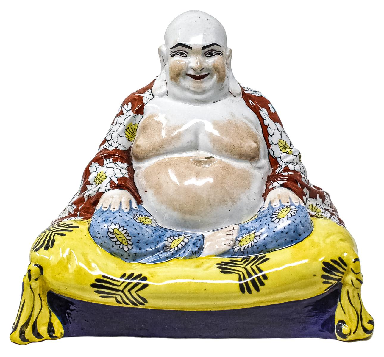 LÁMPARA FIGURA DE BUDA EN PORCELANA DE LOS AÑOS 50