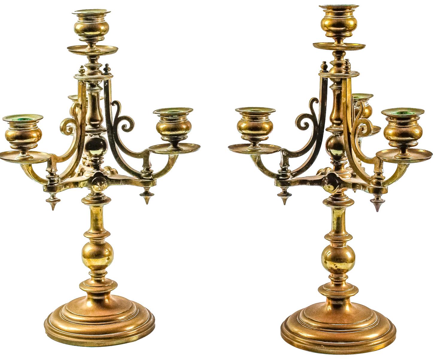 PAREJA DE CANDELABROS ALFONSINOS DE FINALES DEL S.XIX