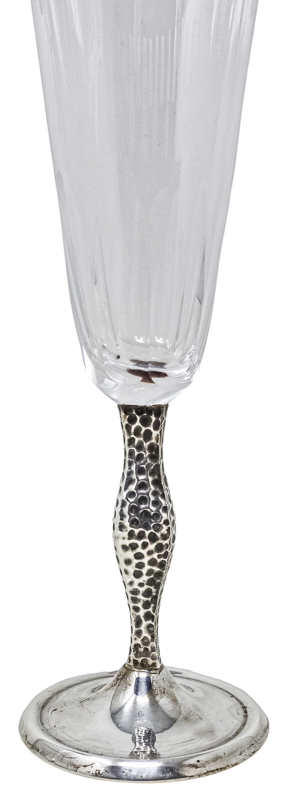 DOS COPAS DE CAVA EN CRISTAL Y PLATA DEL ÚLTIMO CUARTO S.XX