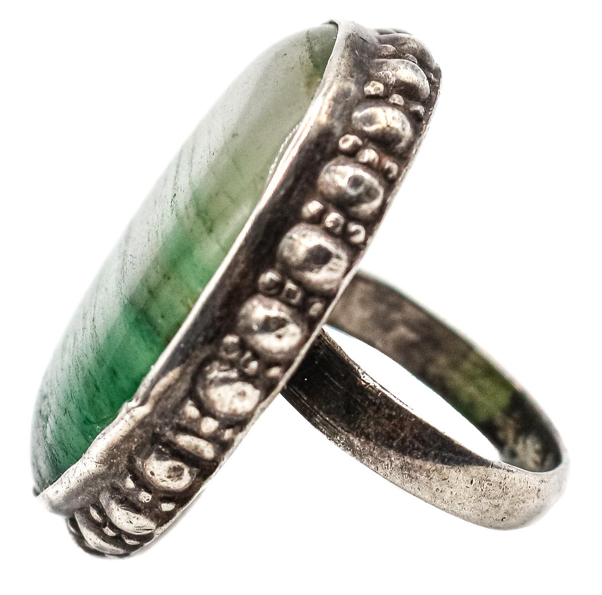 ANILLO DE PLATA CON ÁGATA VERDE