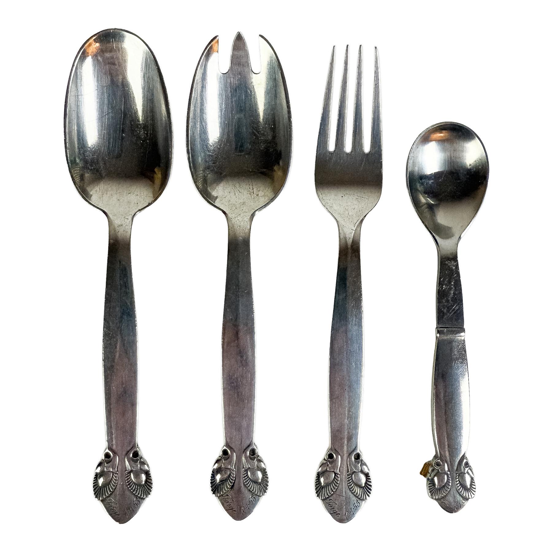 JUEGO DE CUBIERTOS GEORG JENSEN DE MEDIADOS S.XX