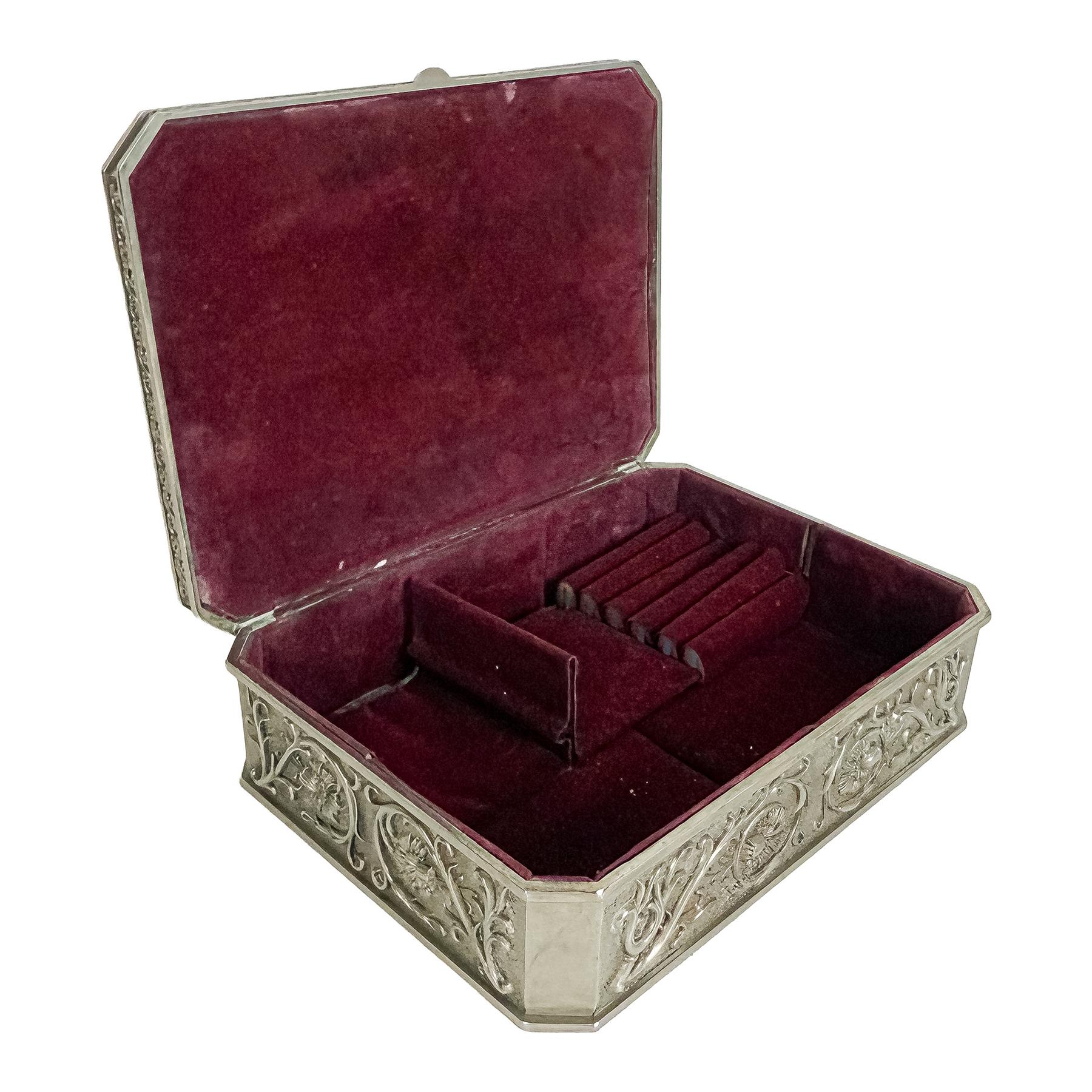 CAJA JOYERO EN METAL DE MEDIADOS DEL S.XX