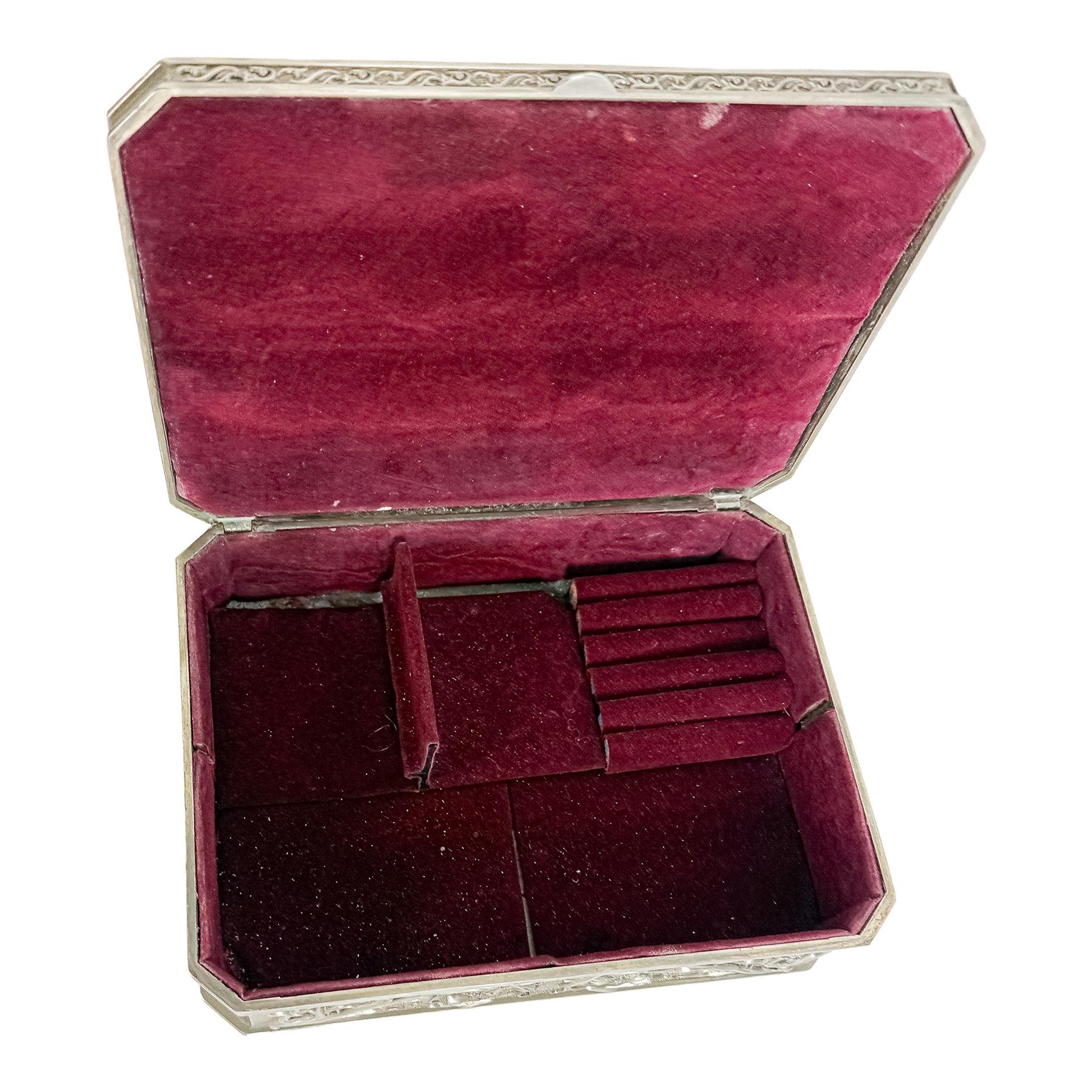 CAJA JOYERO EN METAL DE MEDIADOS DEL S.XX