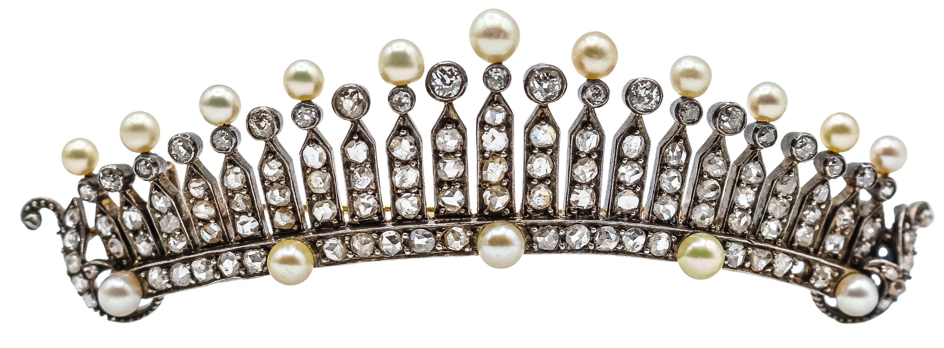 BROCHE TIARA CON DIAMANTES DEL S.XIX