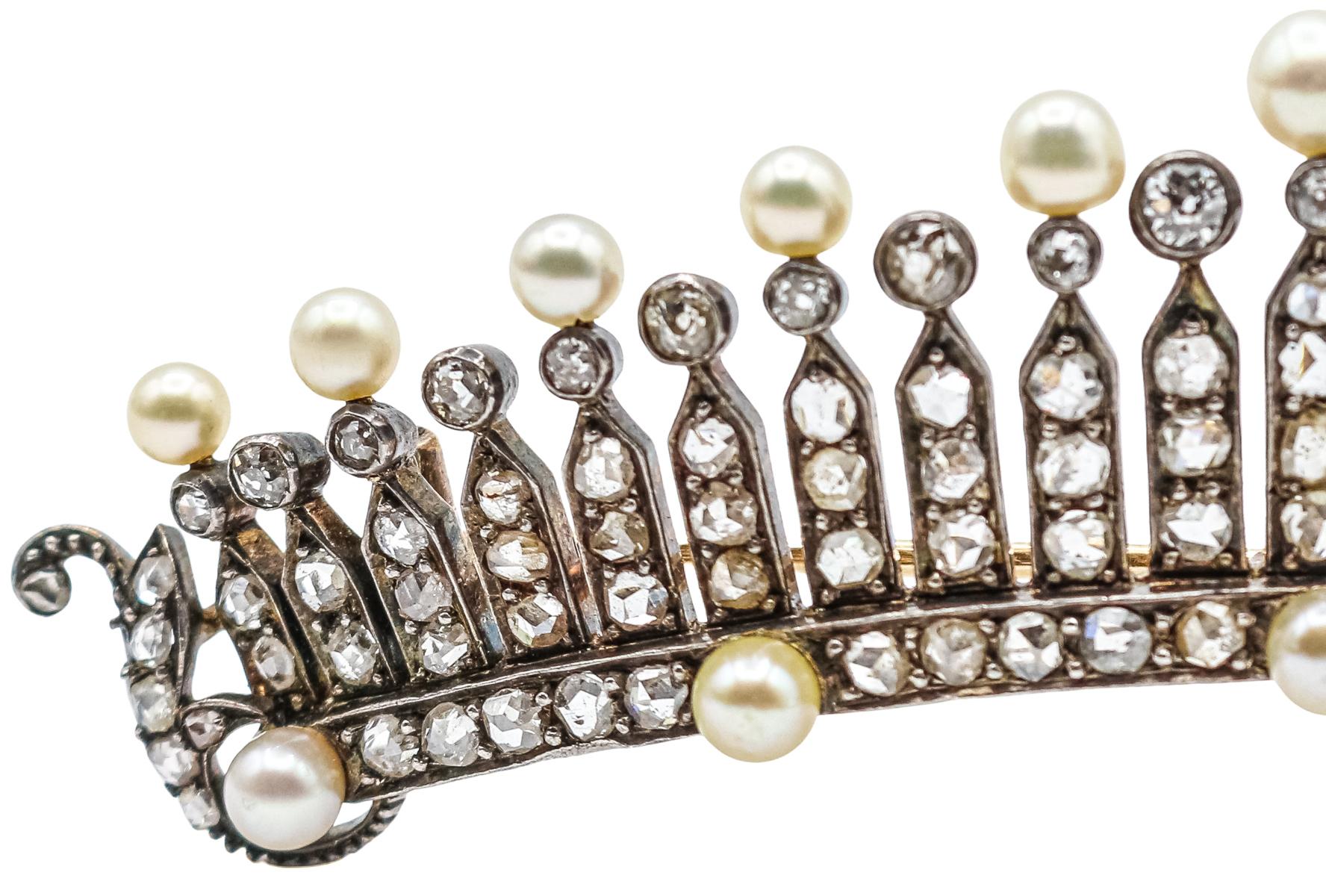 BROCHE TIARA CON DIAMANTES DEL S.XIX