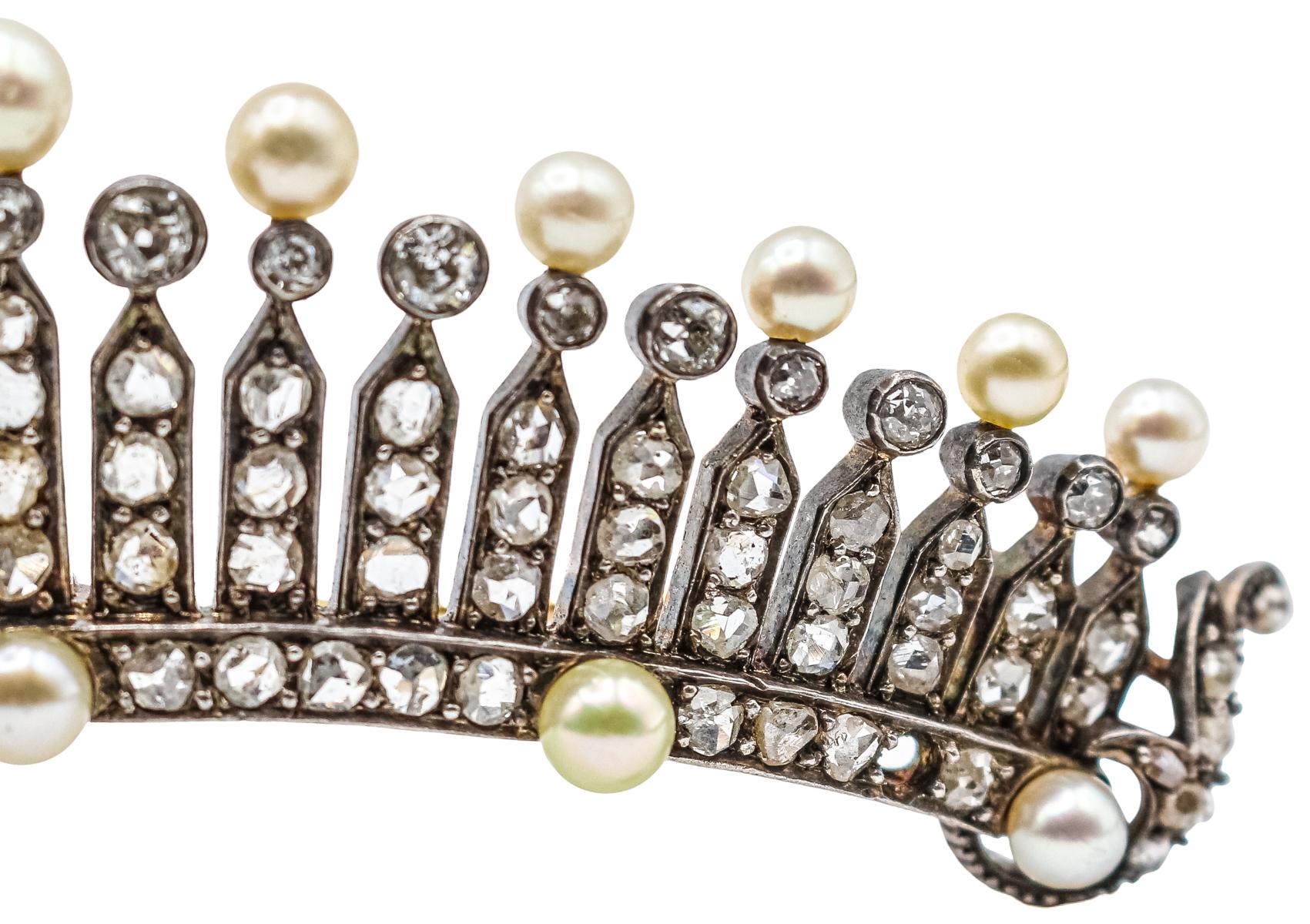 BROCHE TIARA CON DIAMANTES DEL S.XIX