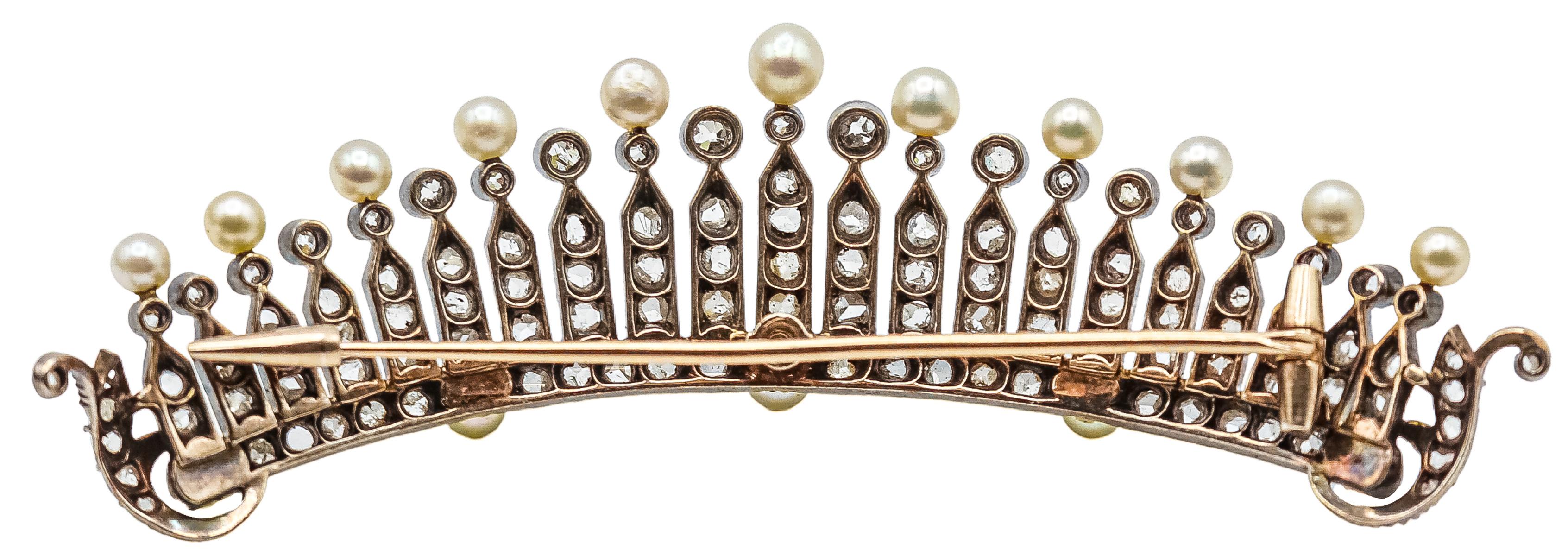 BROCHE TIARA CON DIAMANTES DEL S.XIX