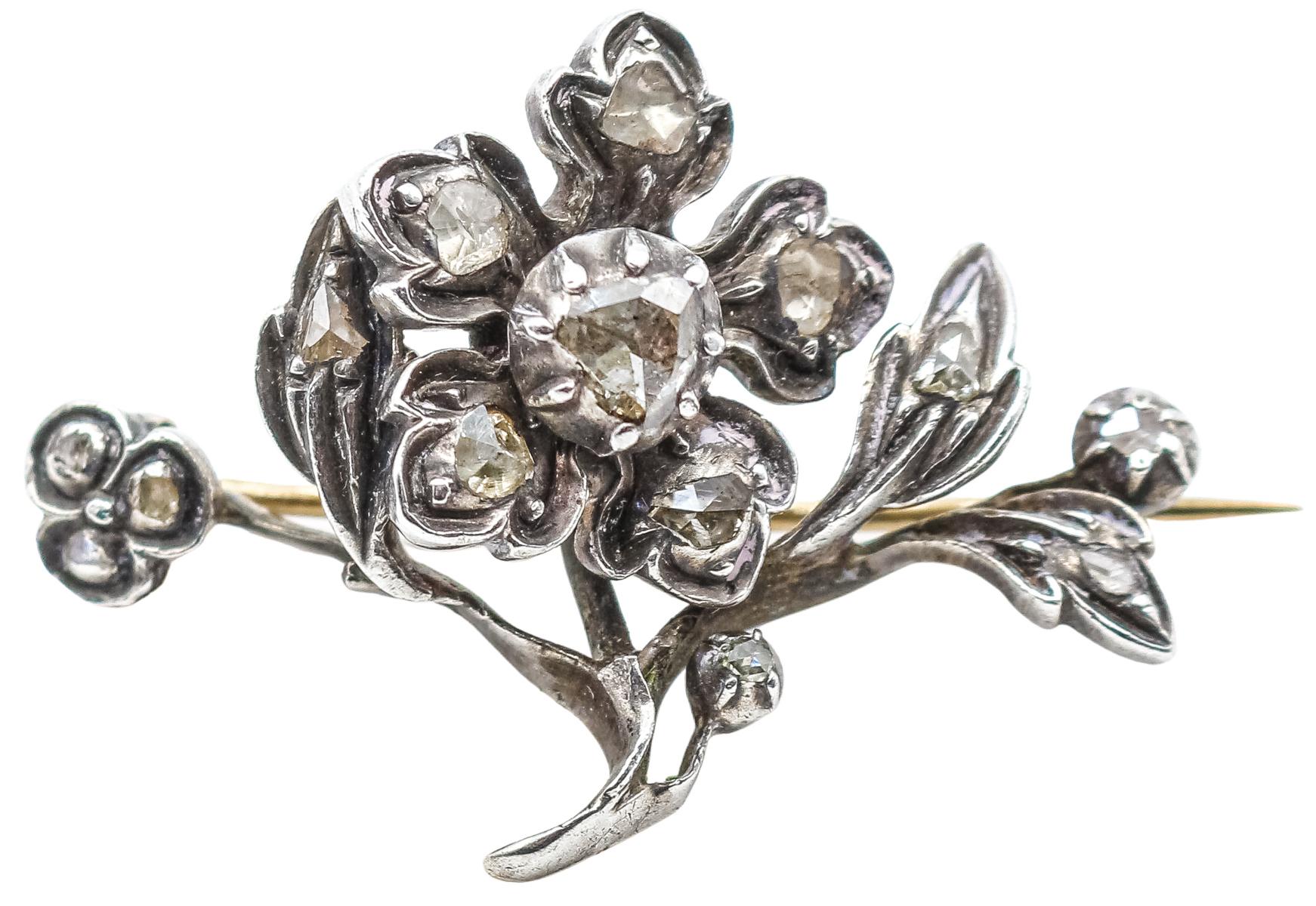 BROCHE Y COLGANTE CON DIAMANTES DEL S.XIX