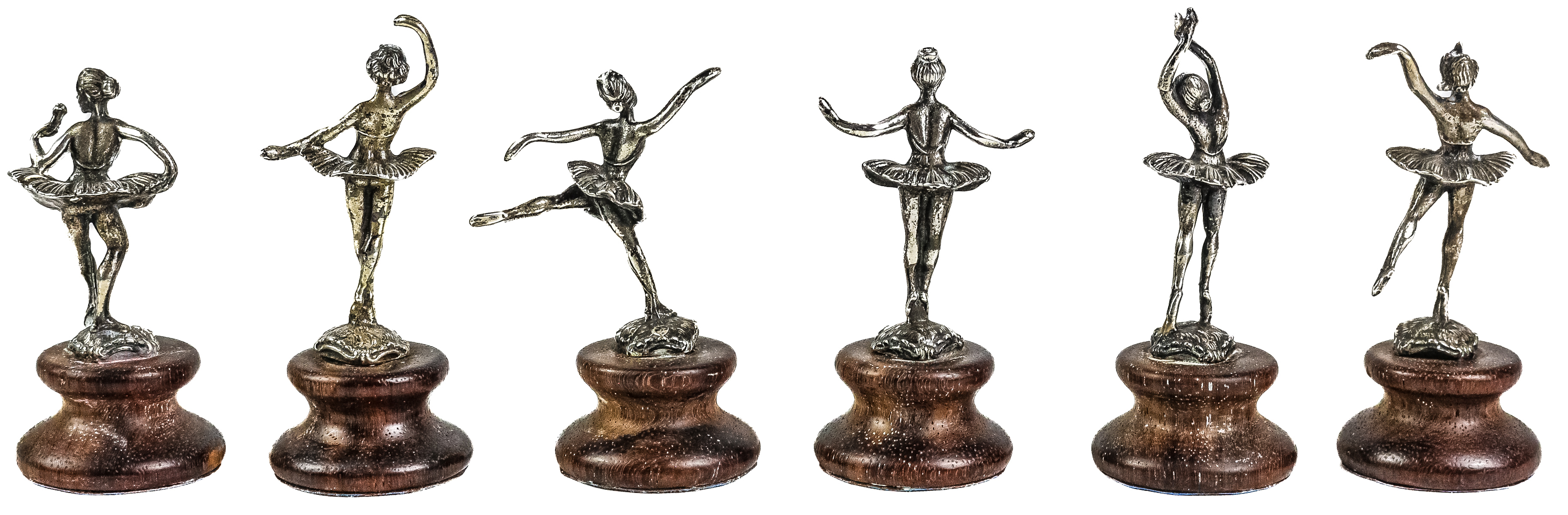 SEIS FIGURITAS DE BAILARINAS EN PLATA