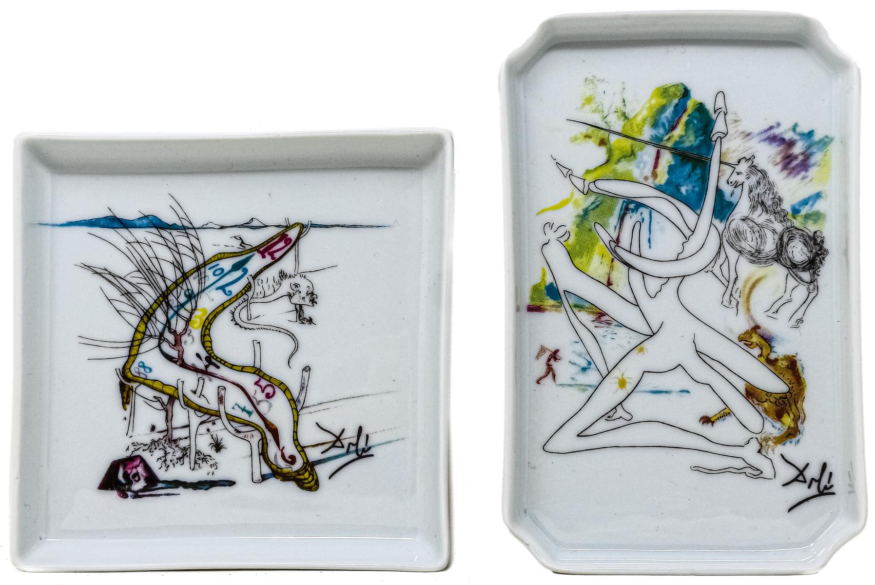 DOS PLATITOS DE PORCELANA DE SALVADOR DALÍ