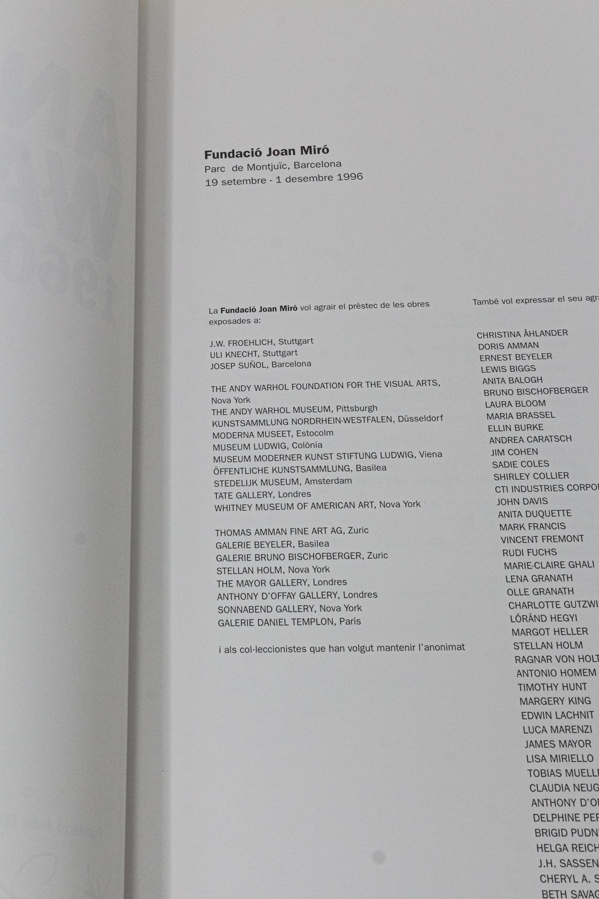 ANDY WARHOL. CATALOGO EXPOSICIÓN. FUNDACIÓN MIRÓ